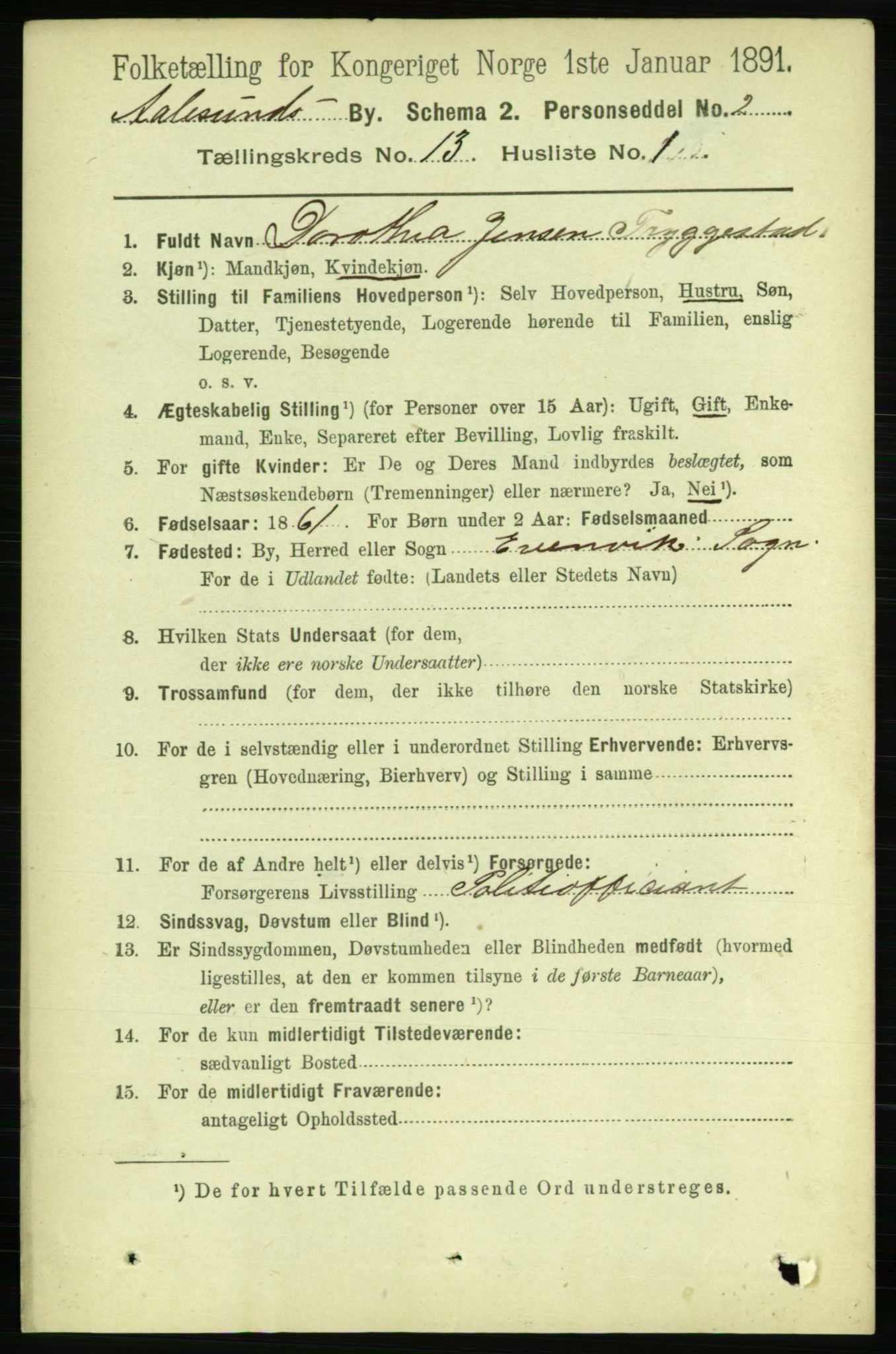 RA, 1891 census for 1501 Ålesund, 1891, p. 7893