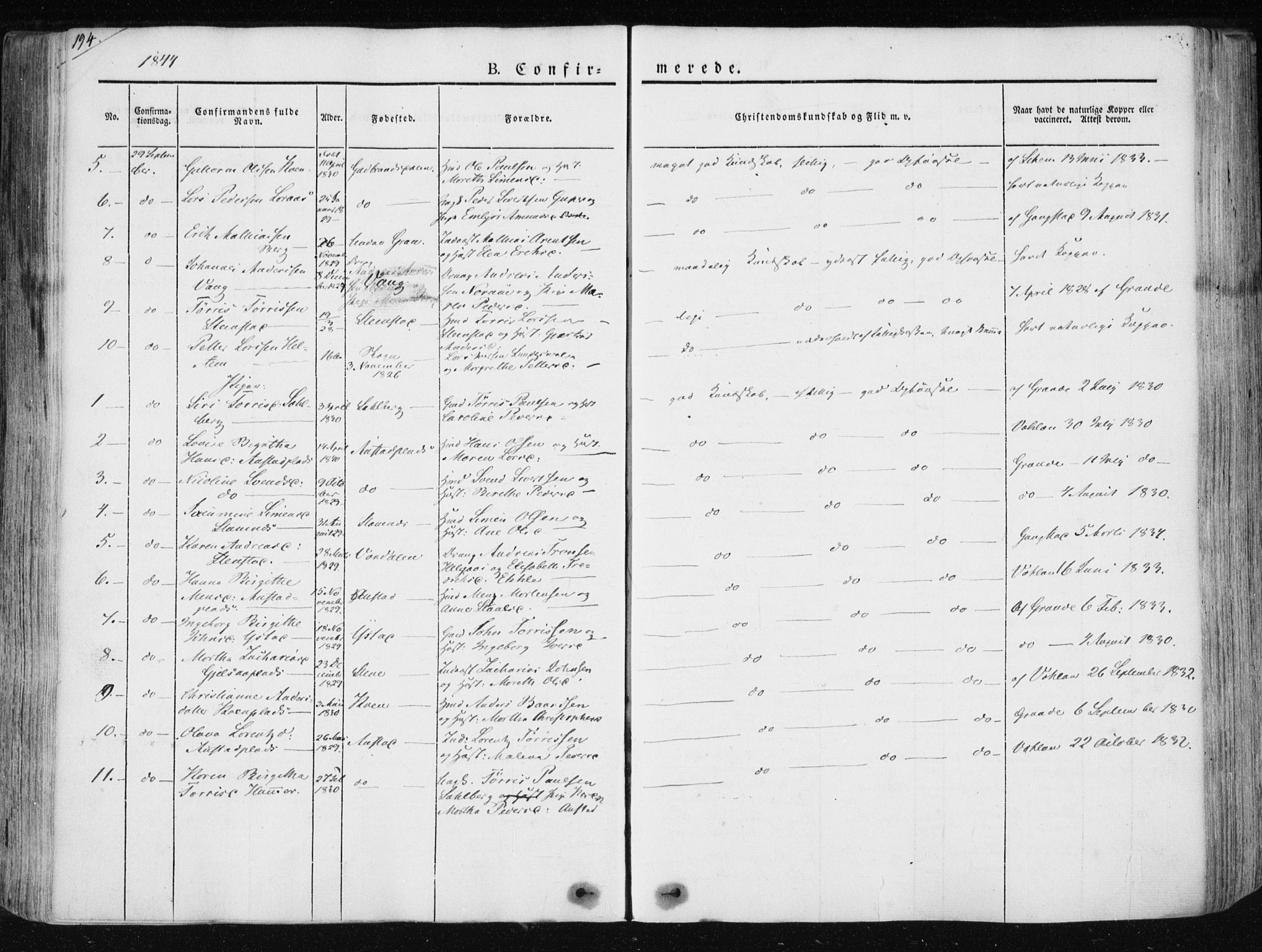 Ministerialprotokoller, klokkerbøker og fødselsregistre - Nord-Trøndelag, AV/SAT-A-1458/730/L0280: Parish register (official) no. 730A07 /1, 1840-1854, p. 194