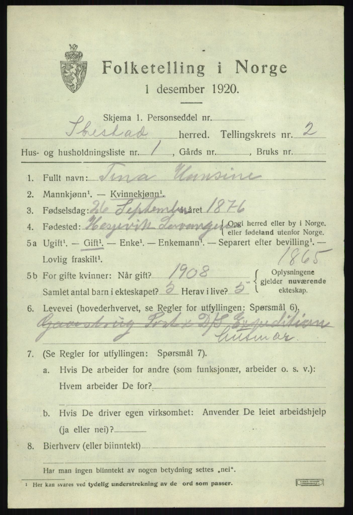 SATØ, 1920 census for Ibestad, 1920, p. 2379