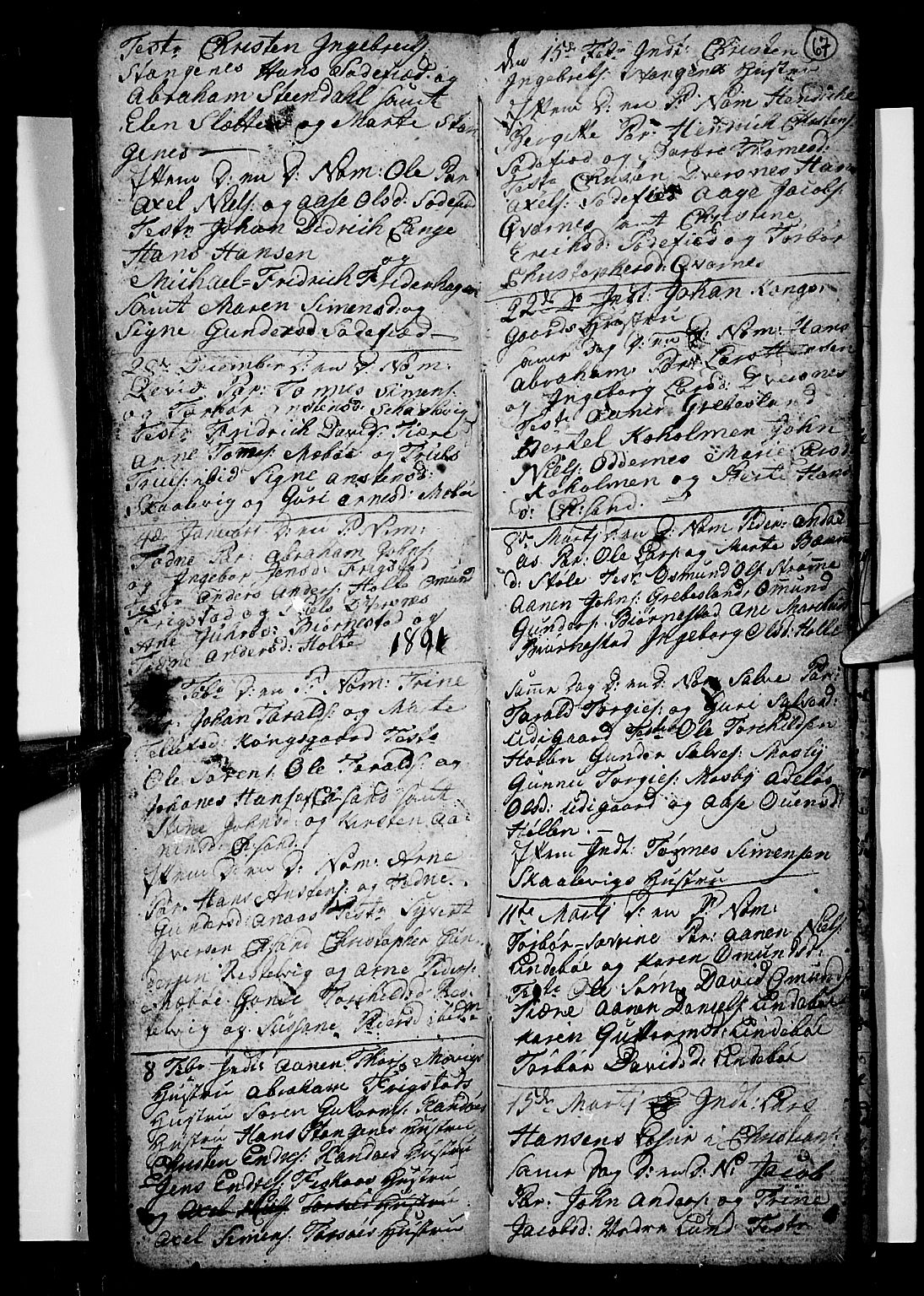 Oddernes sokneprestkontor, AV/SAK-1111-0033/F/Fb/Fba/L0002: Parish register (copy) no. B 2, 1791-1806, p. 67