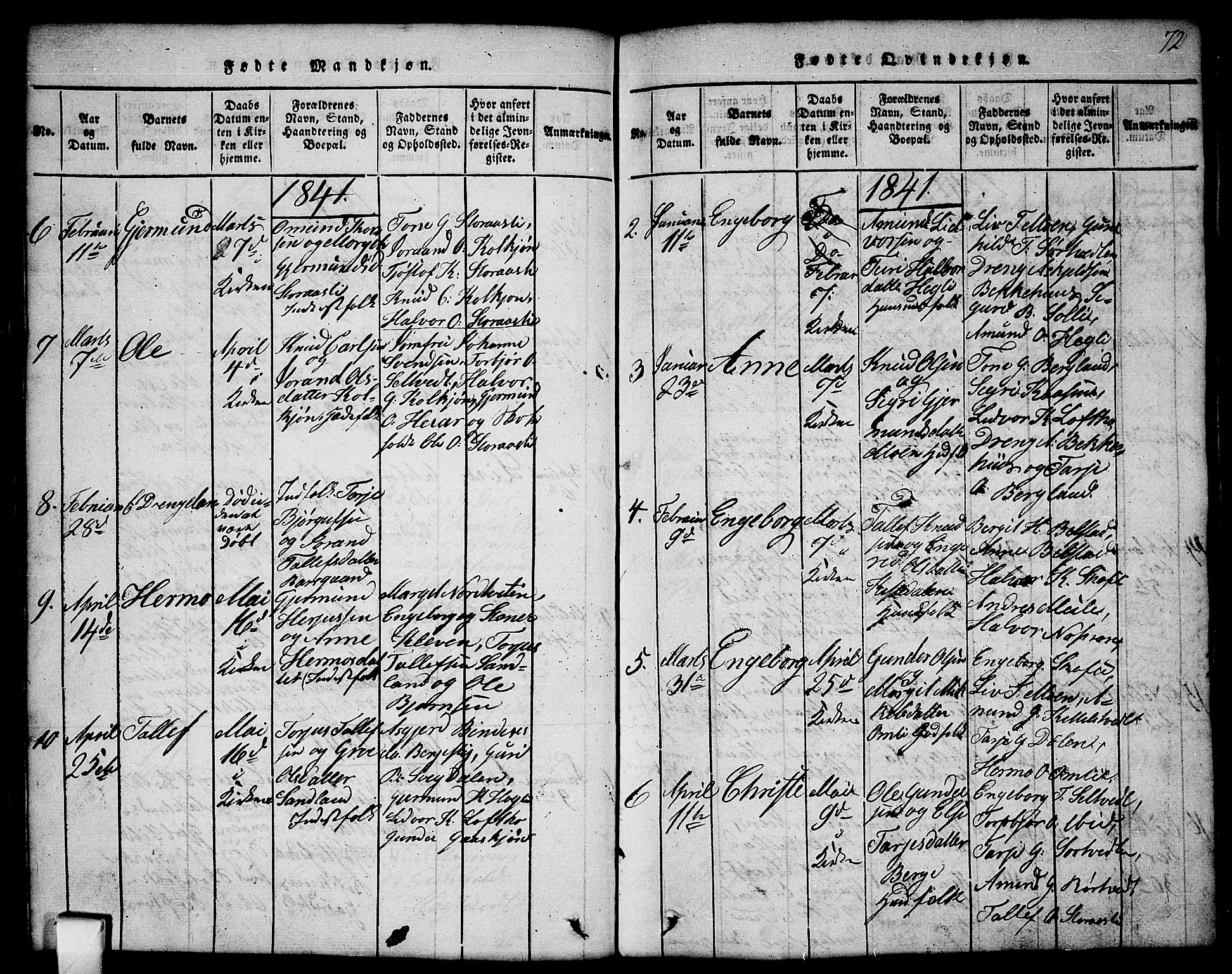 Mo kirkebøker, SAKO/A-286/G/Gb/L0001: Parish register (copy) no. II 1, 1814-1843, p. 72