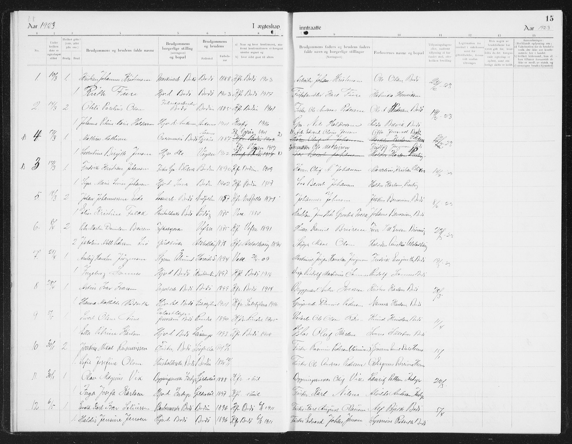 Ministerialprotokoller, klokkerbøker og fødselsregistre - Nordland, SAT/A-1459/801/L0036: Parish register (copy) no. 801C11, 1920-1934, p. 15