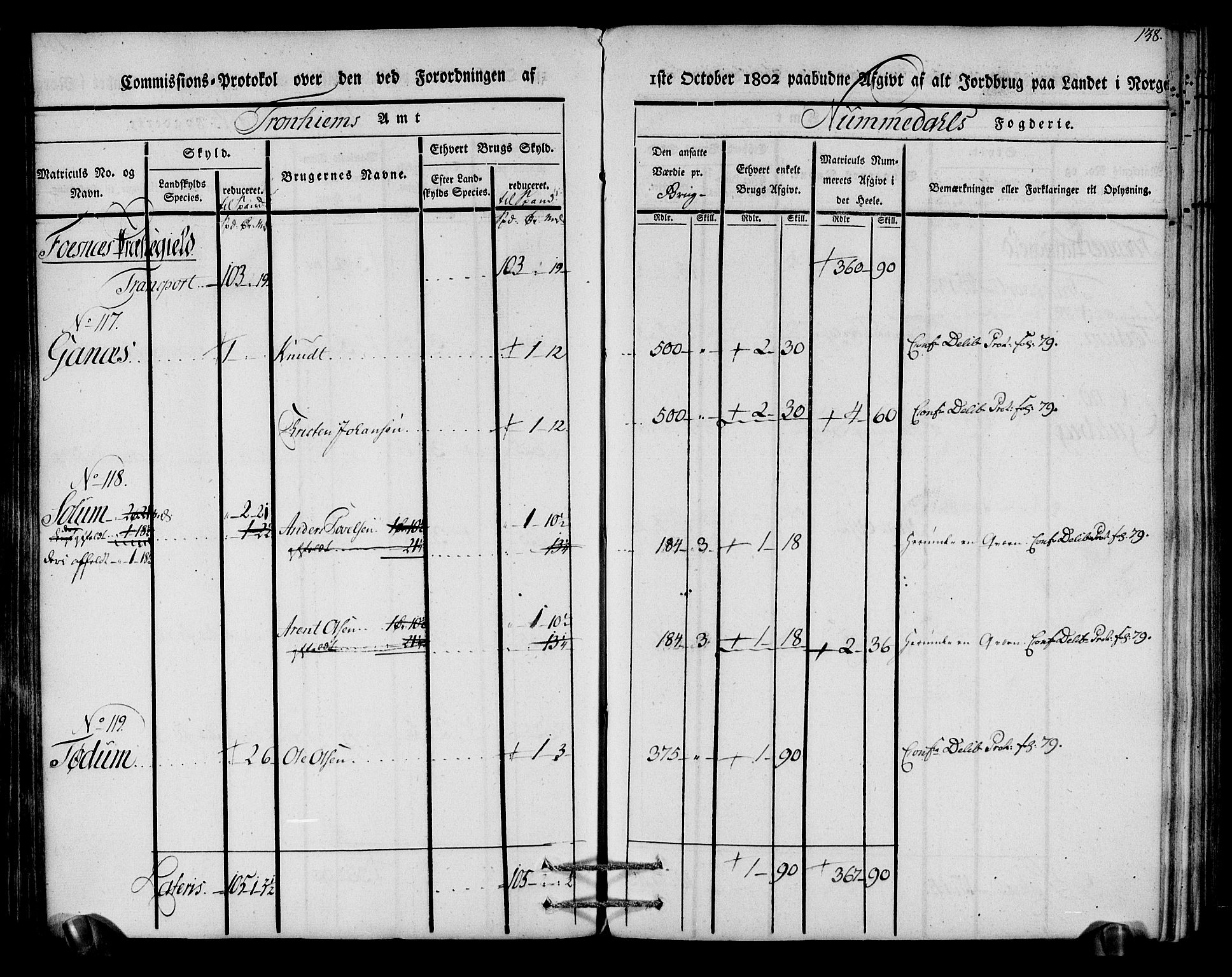 Rentekammeret inntil 1814, Realistisk ordnet avdeling, AV/RA-EA-4070/N/Ne/Nea/L0154: Namdalen fogderi. Kommisjonsprotokoll, 1803, p. 139