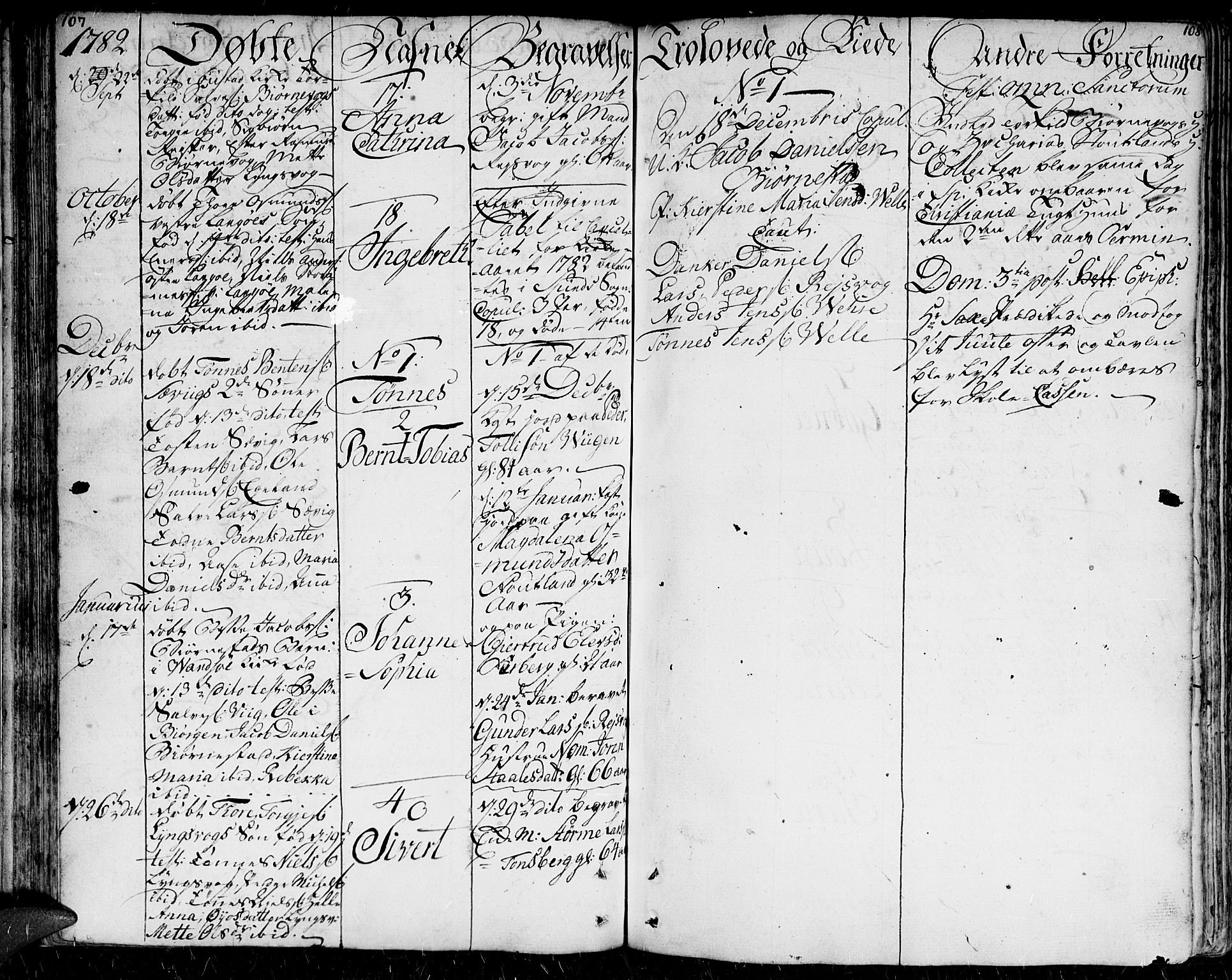 Herad sokneprestkontor, SAK/1111-0018/F/Fa/Faa/L0001: Parish register (official) no. A 1 /2, 1768-1797, p. 107-108