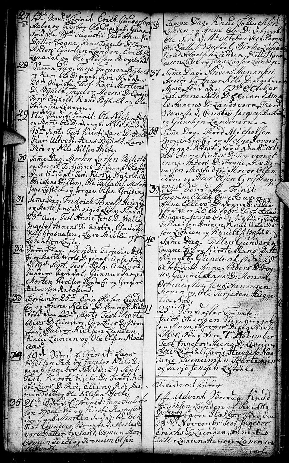 Gjerstad sokneprestkontor, SAK/1111-0014/F/Fb/Fba/L0001: Parish register (copy) no. B 1, 1797-1816, p. 60-61