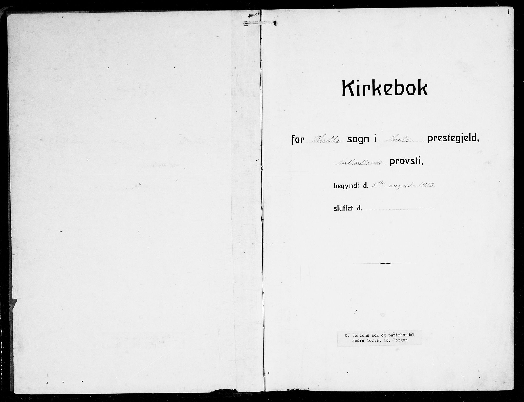 Herdla Sokneprestembete, SAB/A-75701/H/Hab: Parish register (copy) no. C 2, 1913-1926, p. 1