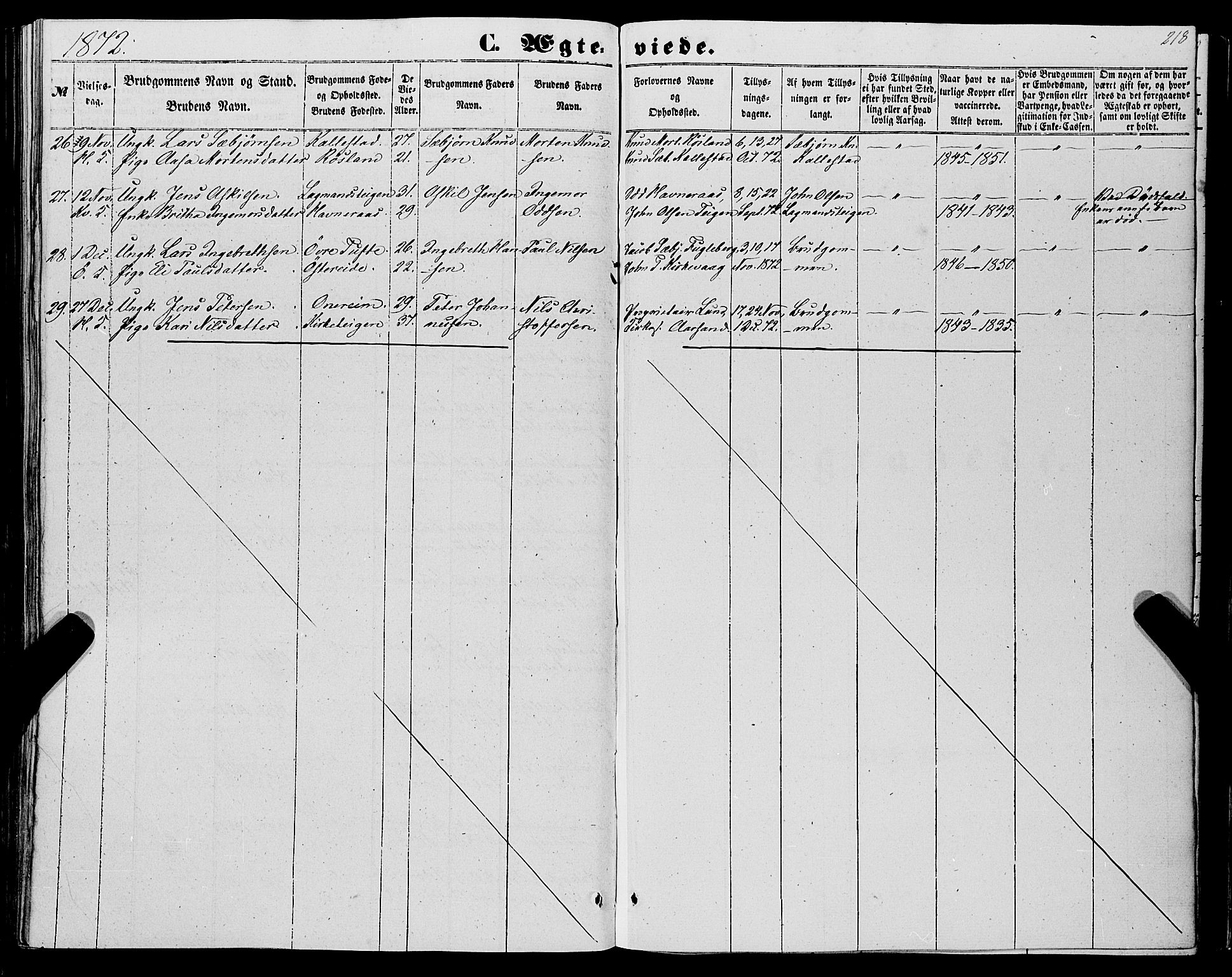 Kvinnherad sokneprestembete, AV/SAB-A-76401/H/Haa: Parish register (official) no. A 8, 1854-1872, p. 218