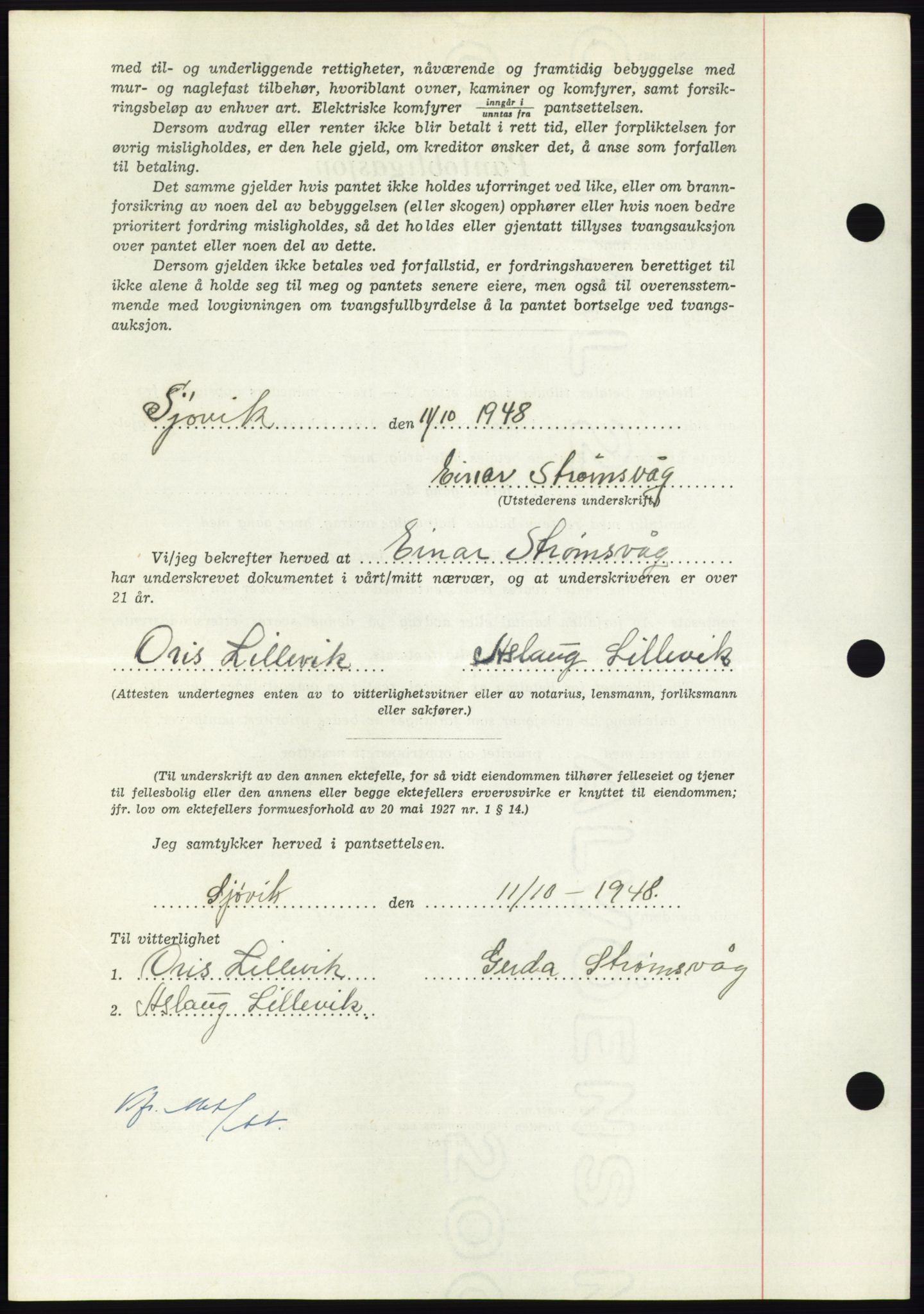 Nordmøre sorenskriveri, AV/SAT-A-4132/1/2/2Ca: Mortgage book no. B99, 1948-1948, Diary no: : 2927/1948