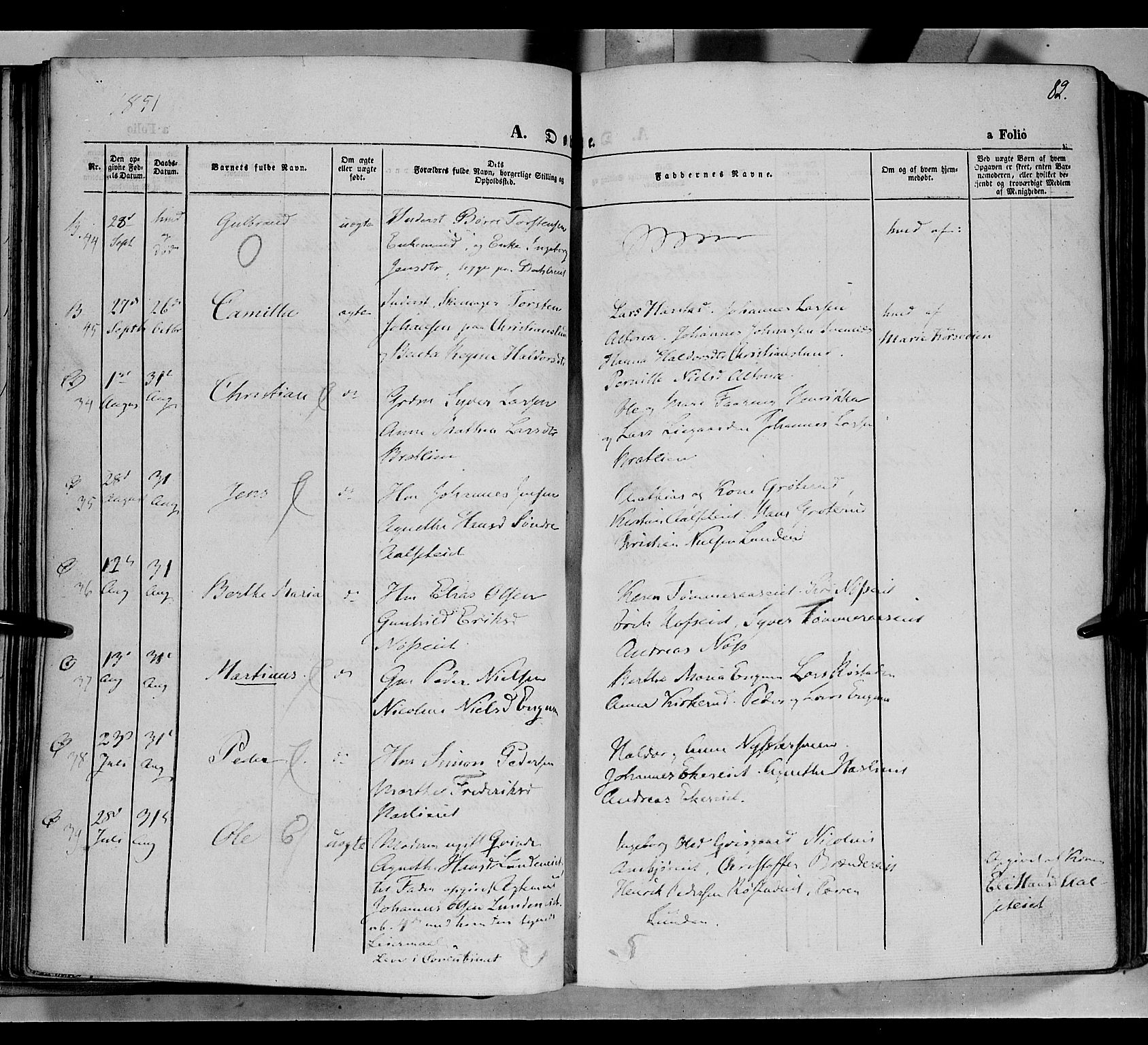 Biri prestekontor, AV/SAH-PREST-096/H/Ha/Haa/L0005: Parish register (official) no. 5, 1843-1854, p. 82