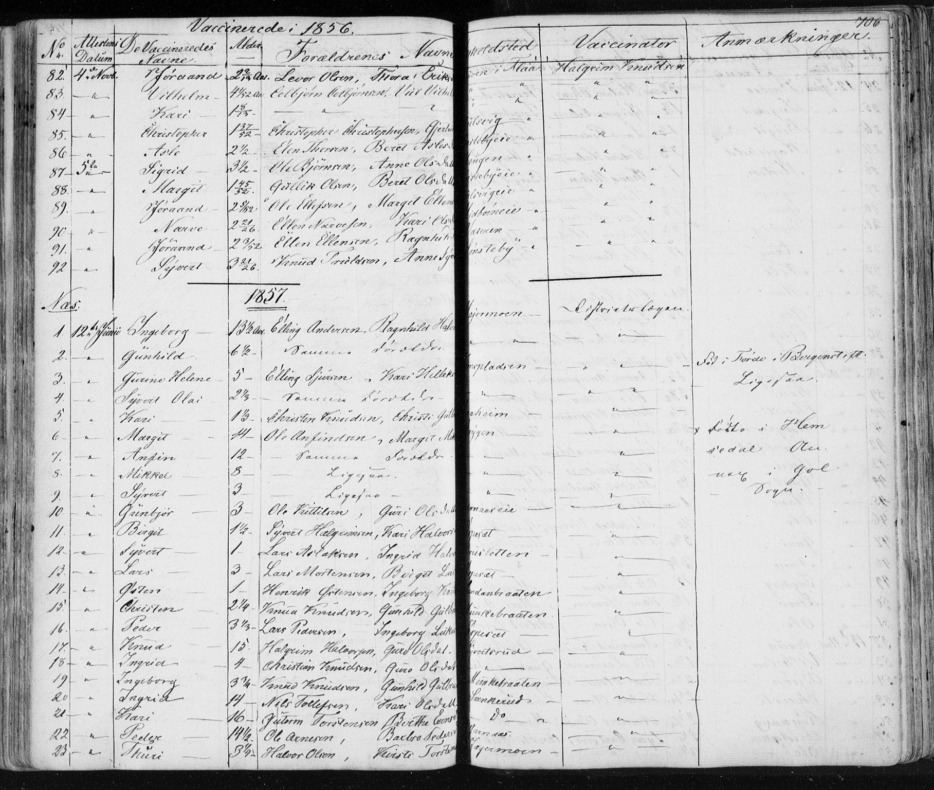 Nes kirkebøker, SAKO/A-236/F/Fa/L0009: Parish register (official) no. 9, 1834-1863, p. 706