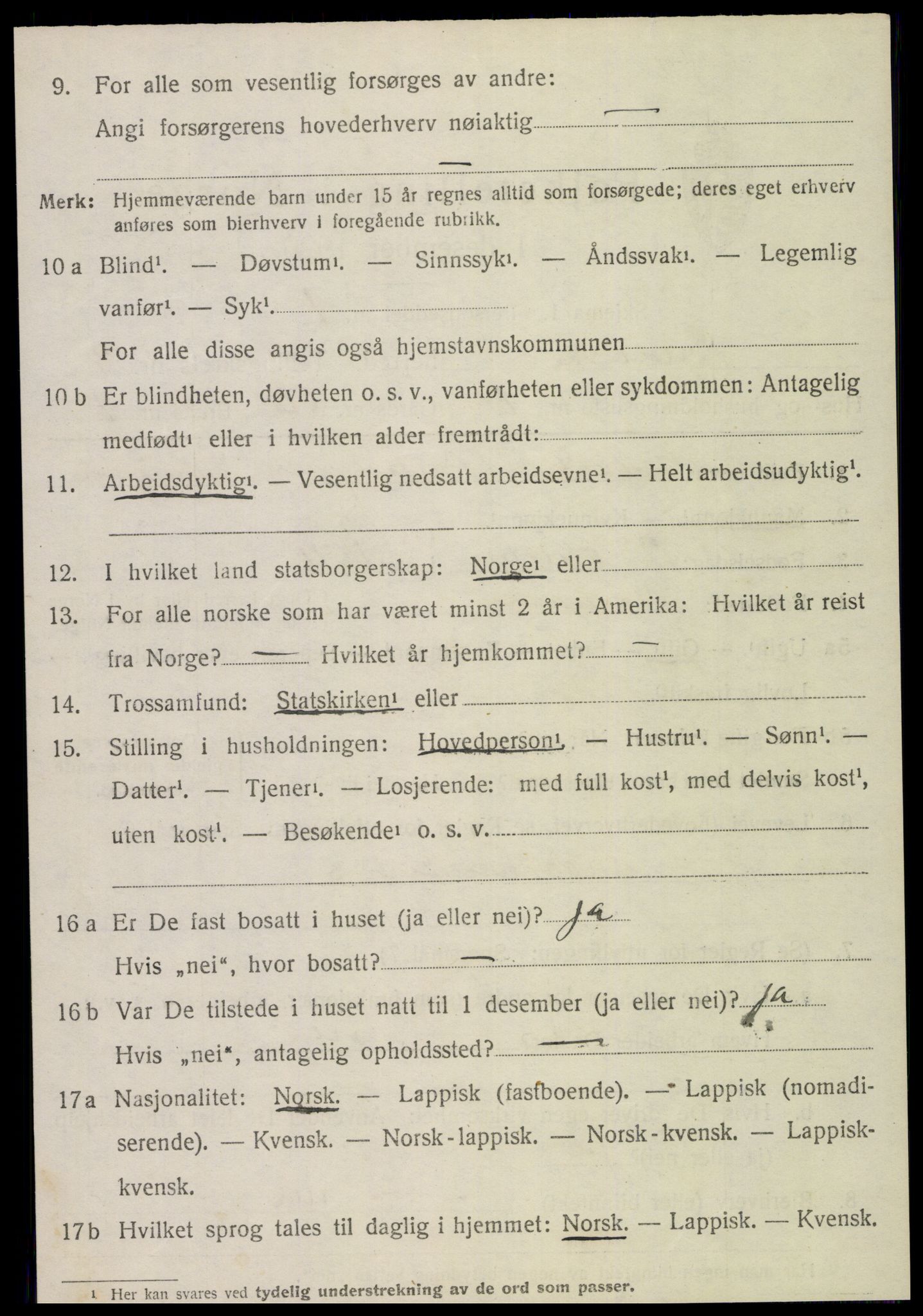 SAT, 1920 census for Snåsa, 1920, p. 3171