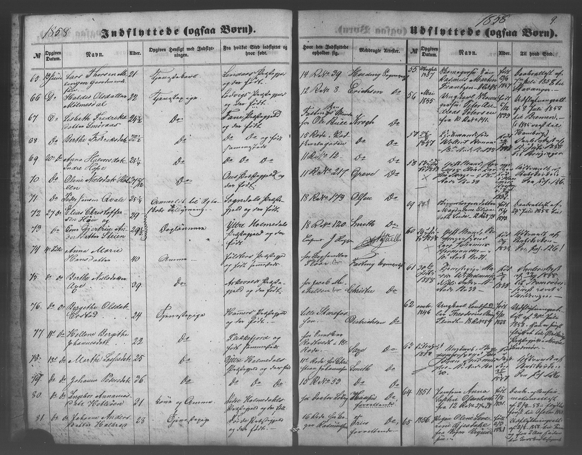 Domkirken sokneprestembete, SAB/A-74801/H/Haa/L0048: Parish register (official) no. F 3, 1858-1874, p. 9