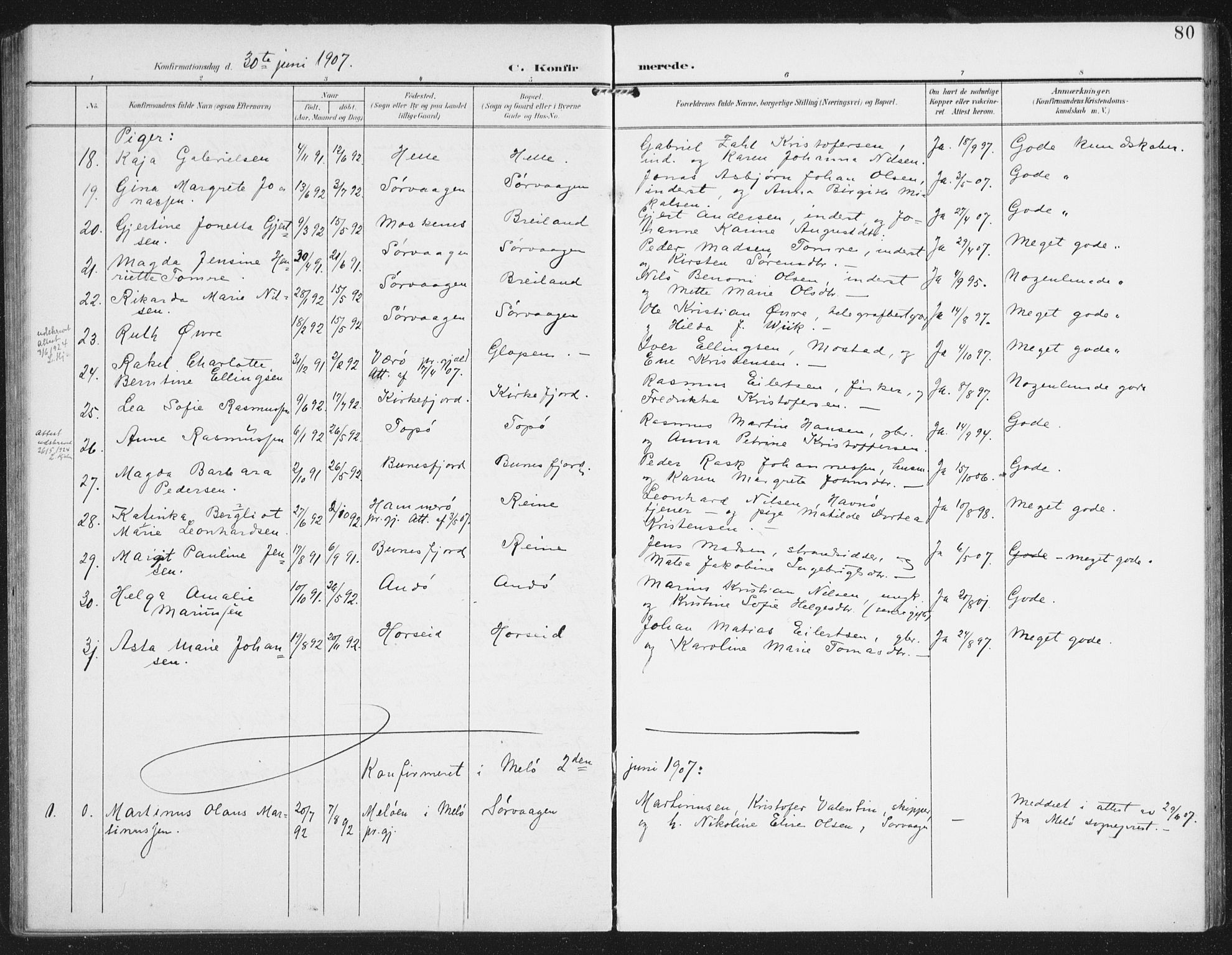 Ministerialprotokoller, klokkerbøker og fødselsregistre - Nordland, AV/SAT-A-1459/886/L1221: Parish register (official) no. 886A03, 1903-1913, p. 80