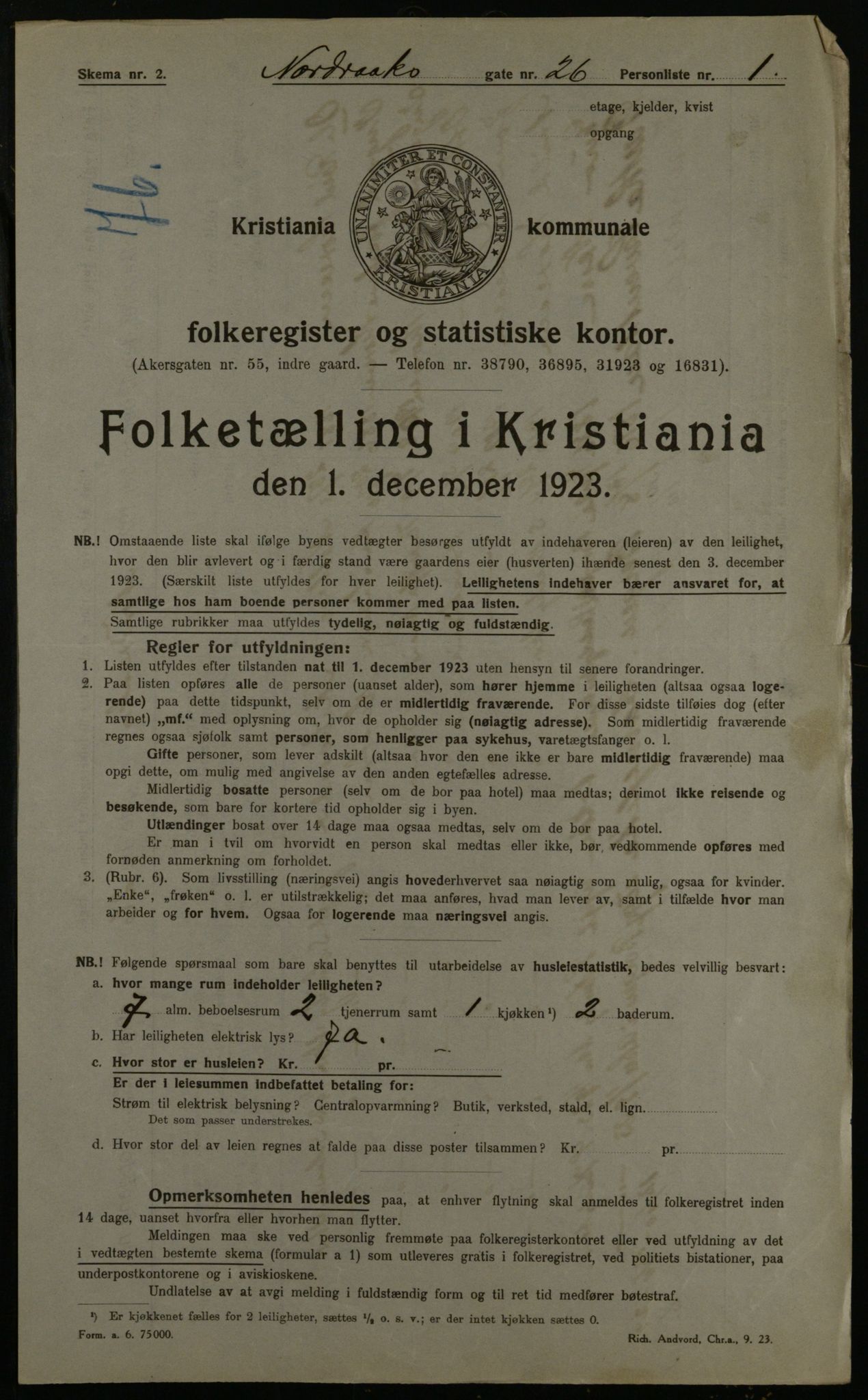 OBA, Municipal Census 1923 for Kristiania, 1923, p. 80705