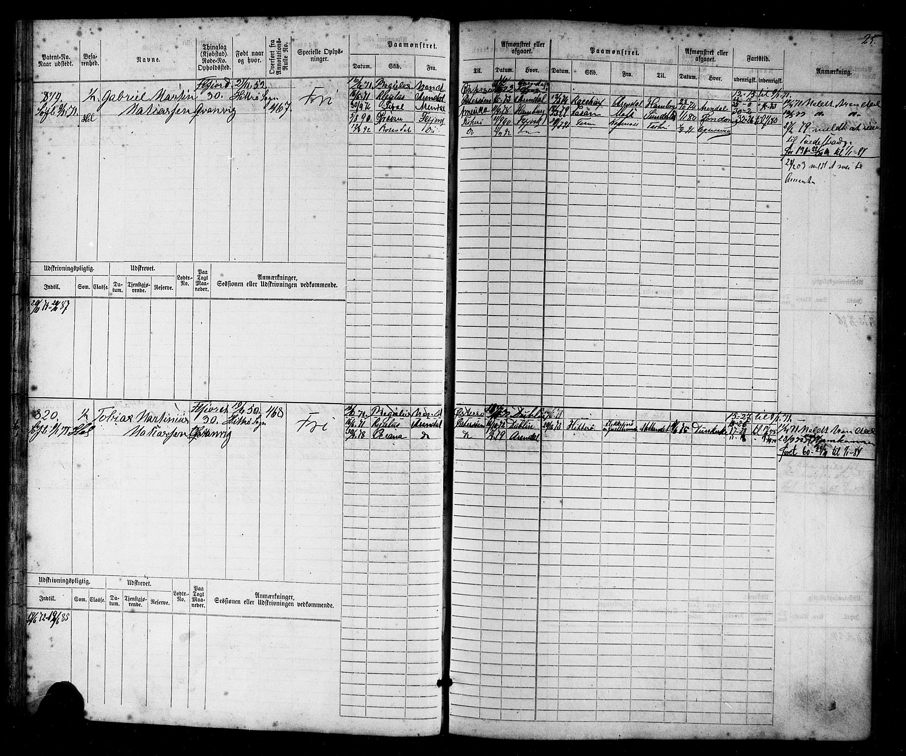 Flekkefjord mønstringskrets, AV/SAK-2031-0018/F/Fb/L0009: Hovedrulle nr 771-1533, Æ-6, 1868-1900, p. 27