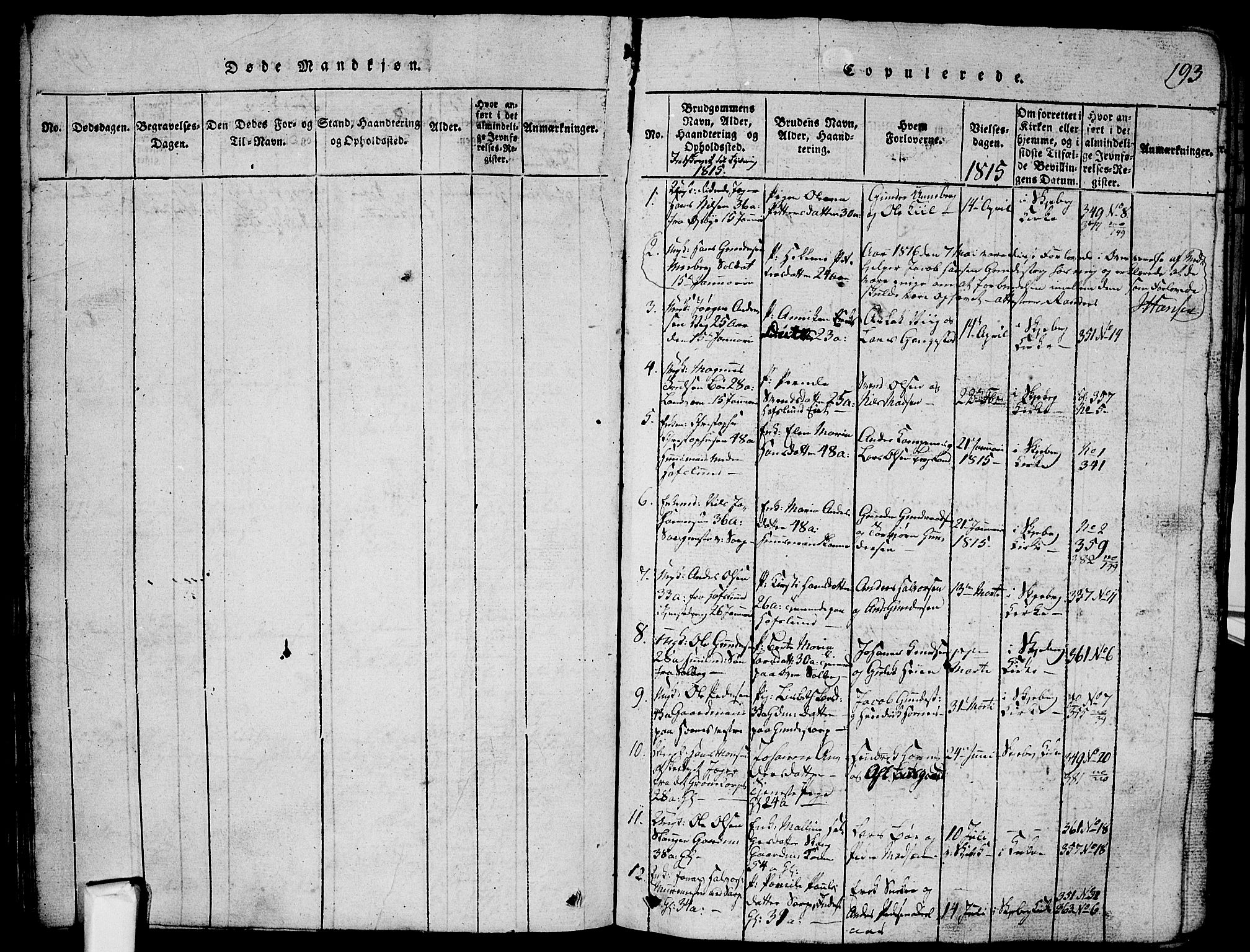 Skjeberg prestekontor Kirkebøker, AV/SAO-A-10923/G/Ga/L0001: Parish register (copy) no. I 1, 1815-1830, p. 193