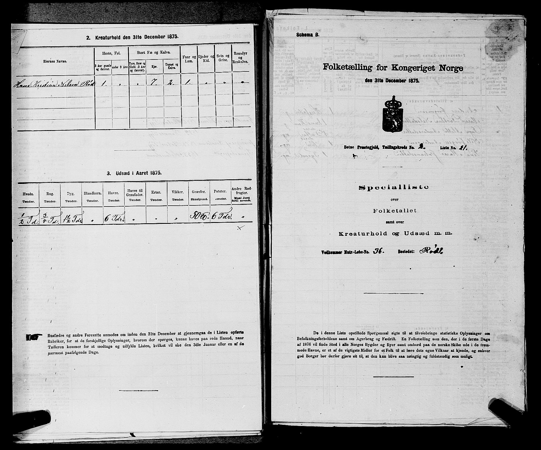 SAKO, 1875 census for 0715P Botne, 1875, p. 200