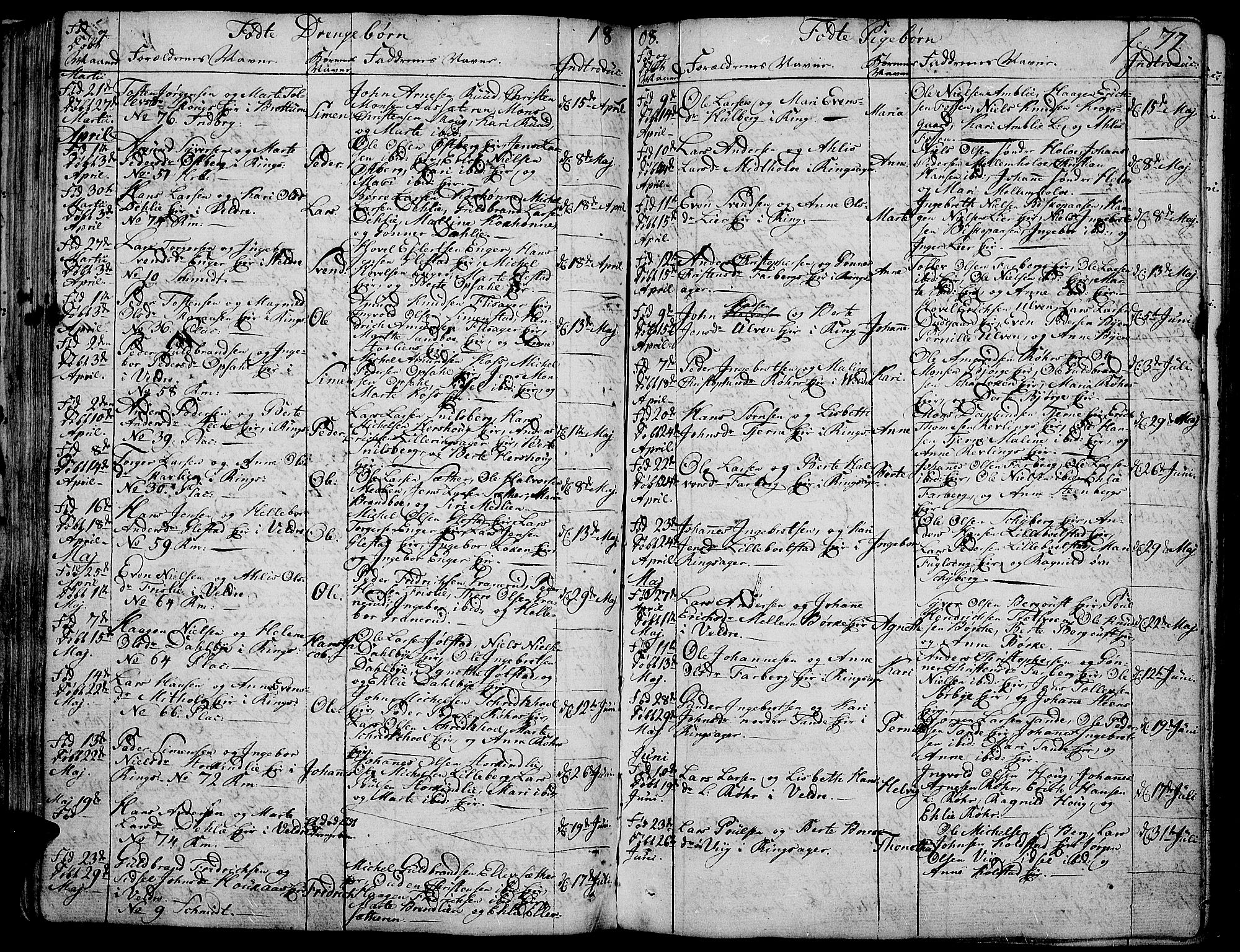 Ringsaker prestekontor, AV/SAH-PREST-014/K/Ka/L0004: Parish register (official) no. 4, 1799-1814, p. 77