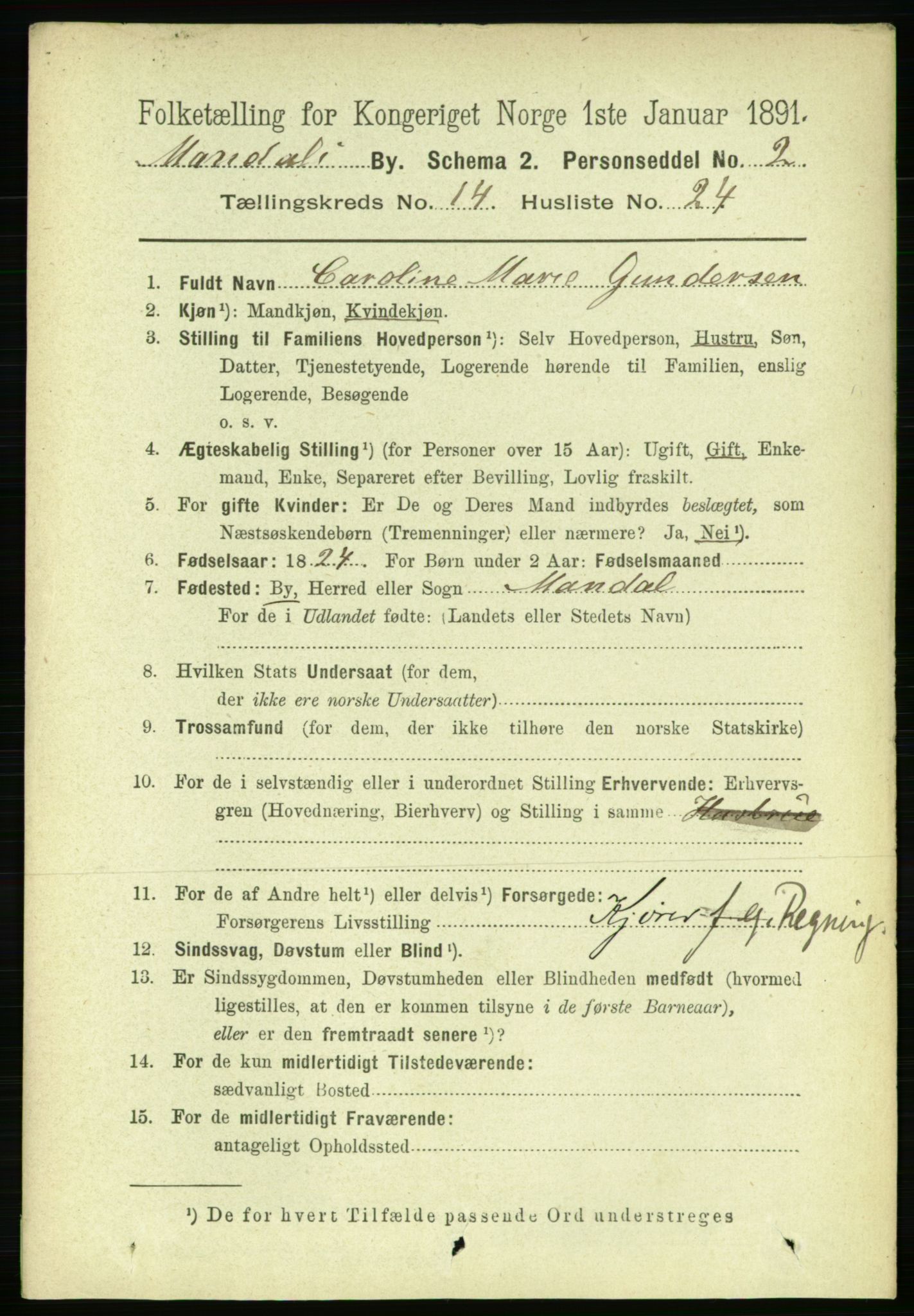 RA, 1891 census for 1002 Mandal, 1891, p. 3288