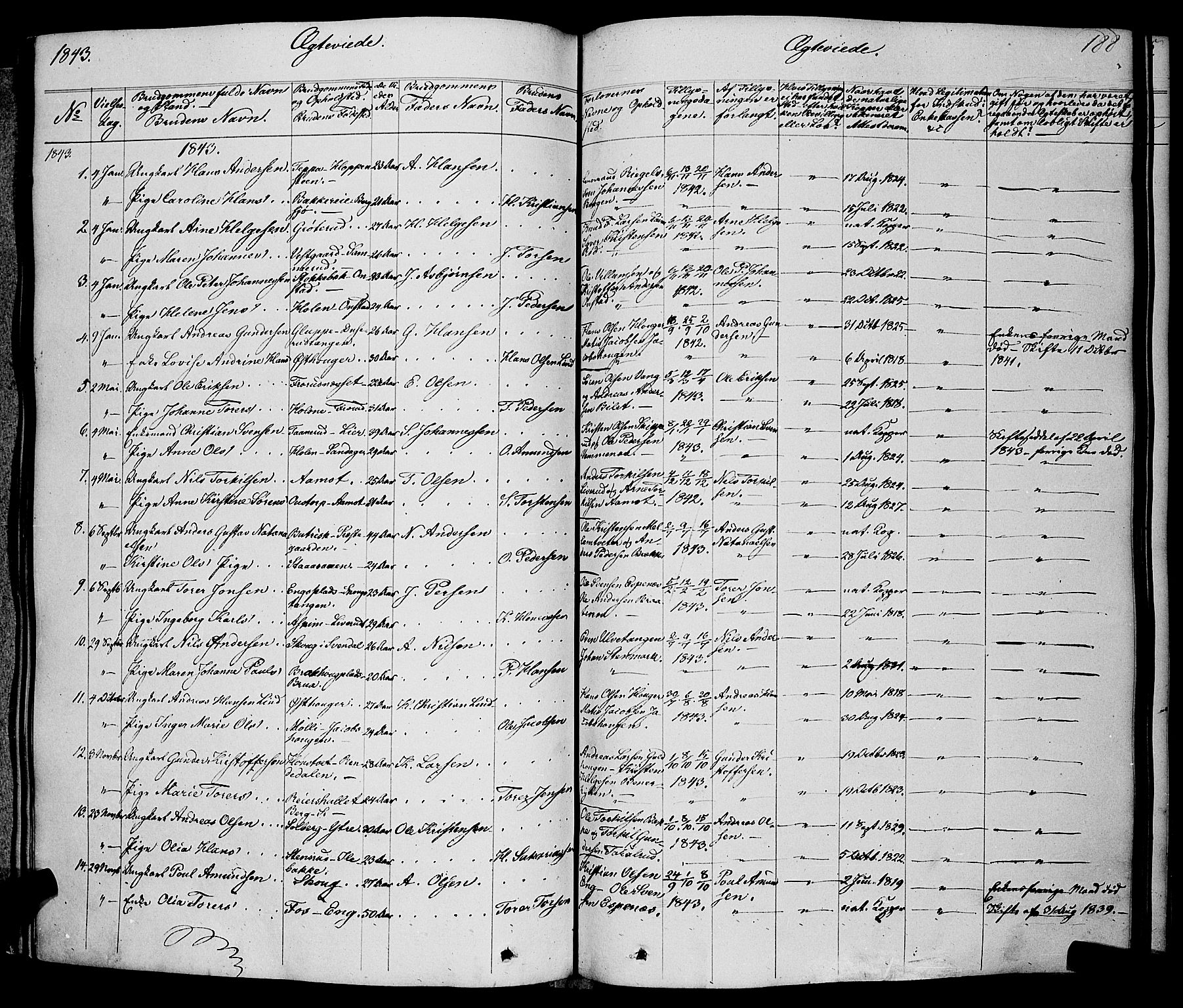 Skiptvet prestekontor Kirkebøker, AV/SAO-A-20009/F/Fa/L0006: Parish register (official) no. 6, 1839-1860, p. 188