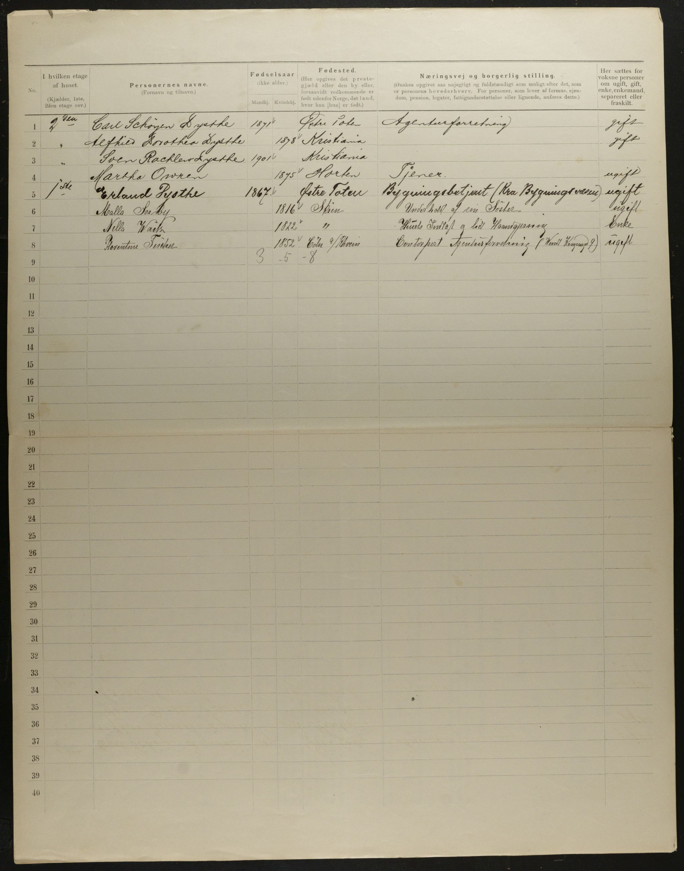 OBA, Municipal Census 1901 for Kristiania, 1901, p. 7916