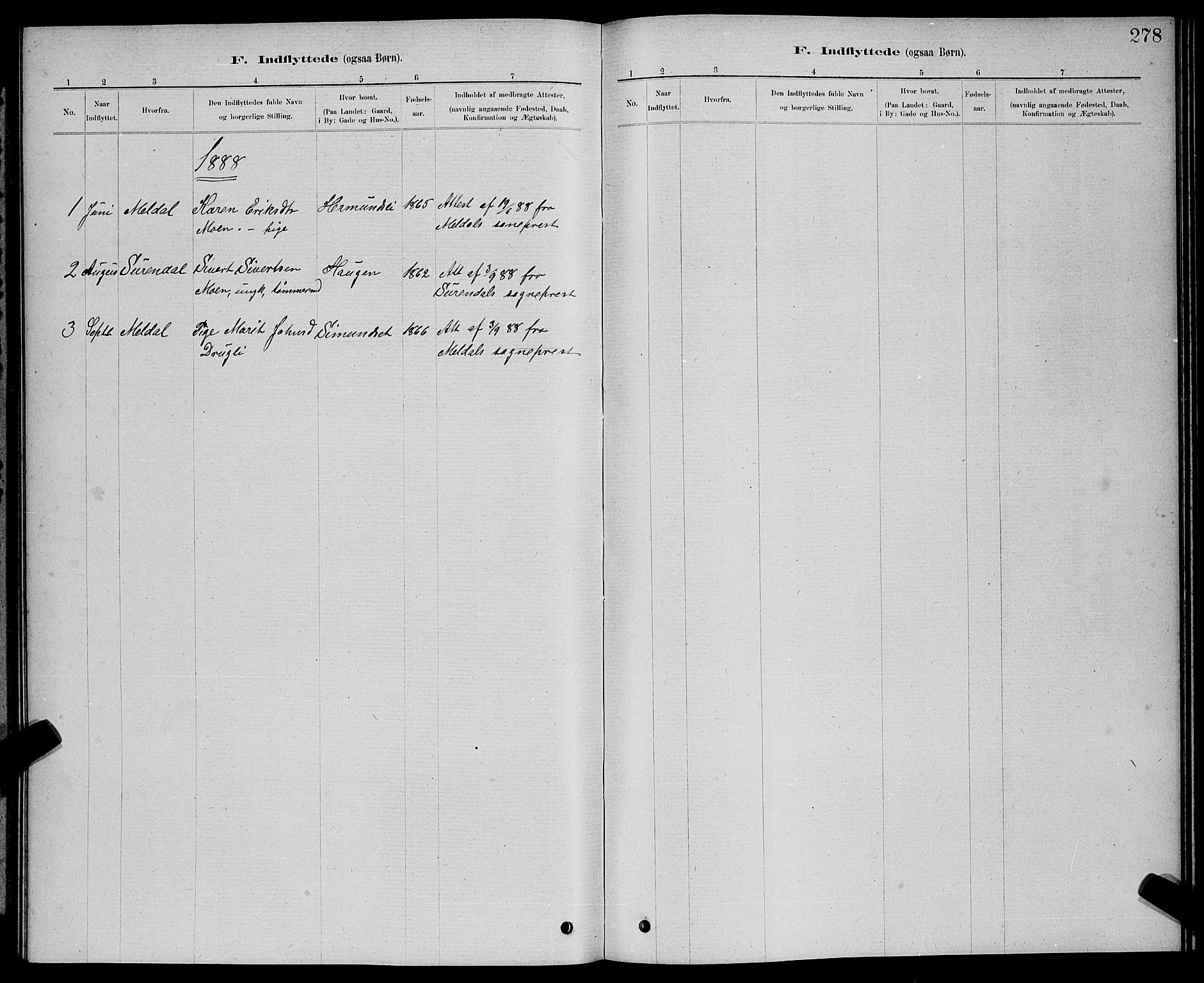 Ministerialprotokoller, klokkerbøker og fødselsregistre - Møre og Romsdal, AV/SAT-A-1454/598/L1077: Parish register (copy) no. 598C02, 1879-1891, p. 278