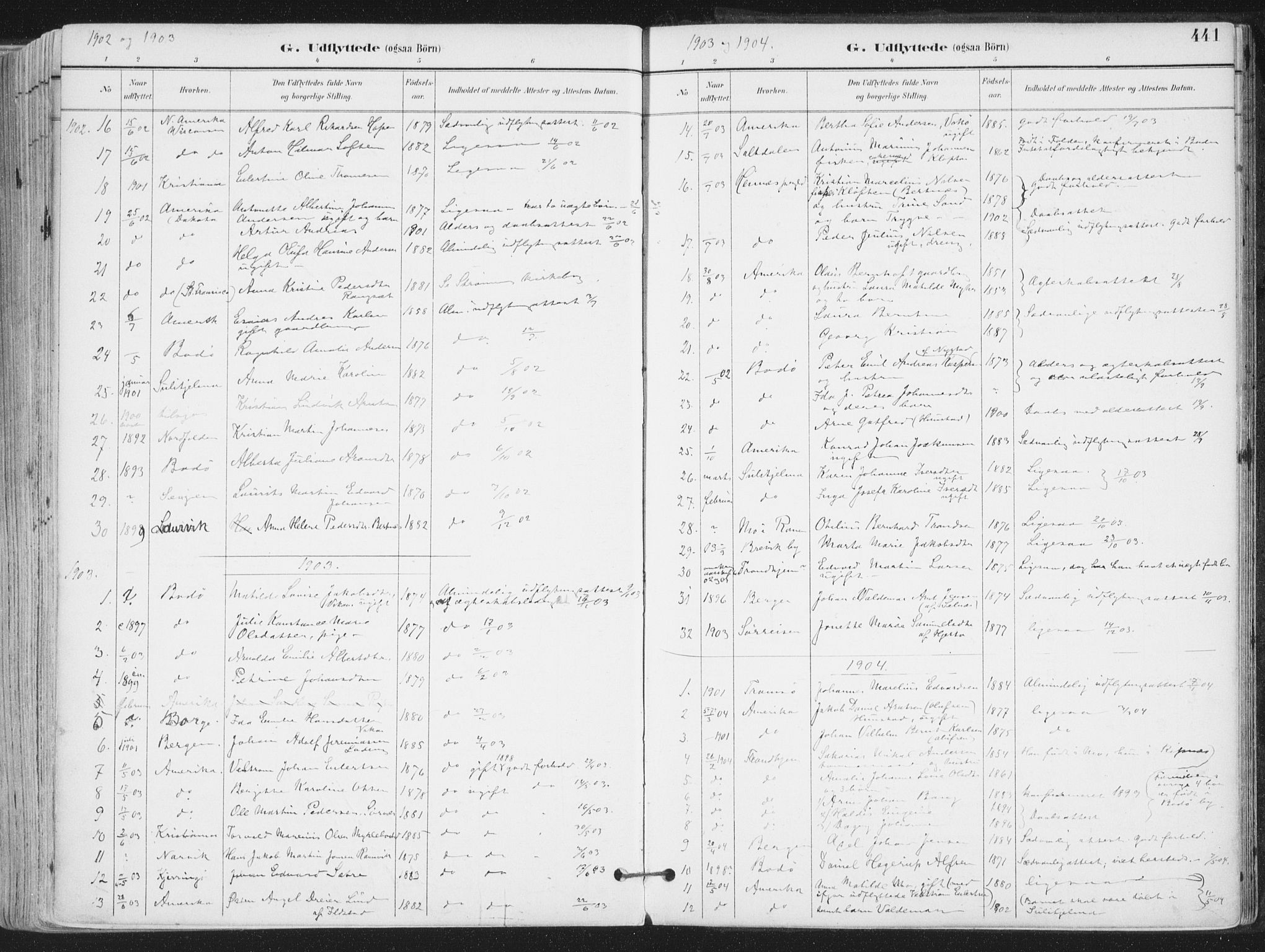 Ministerialprotokoller, klokkerbøker og fødselsregistre - Nordland, SAT/A-1459/802/L0055: Parish register (official) no. 802A02, 1894-1915, p. 441