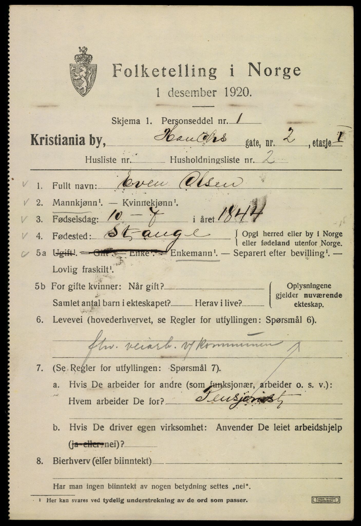 SAO, 1920 census for Kristiania, 1920, p. 272437