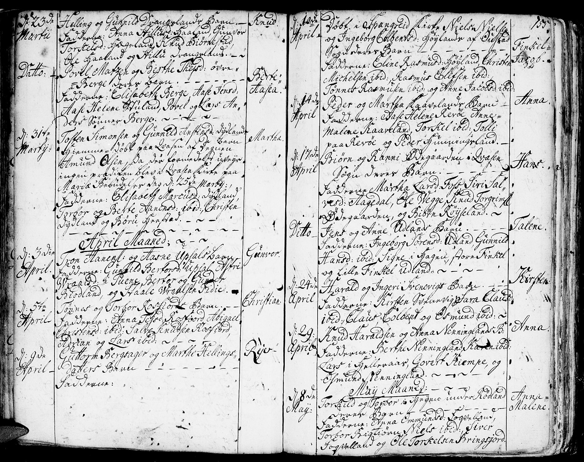 Lyngdal sokneprestkontor, AV/SAK-1111-0029/F/Fa/Fac/L0001: Parish register (official) no. A 1, 1727-1779, p. 155