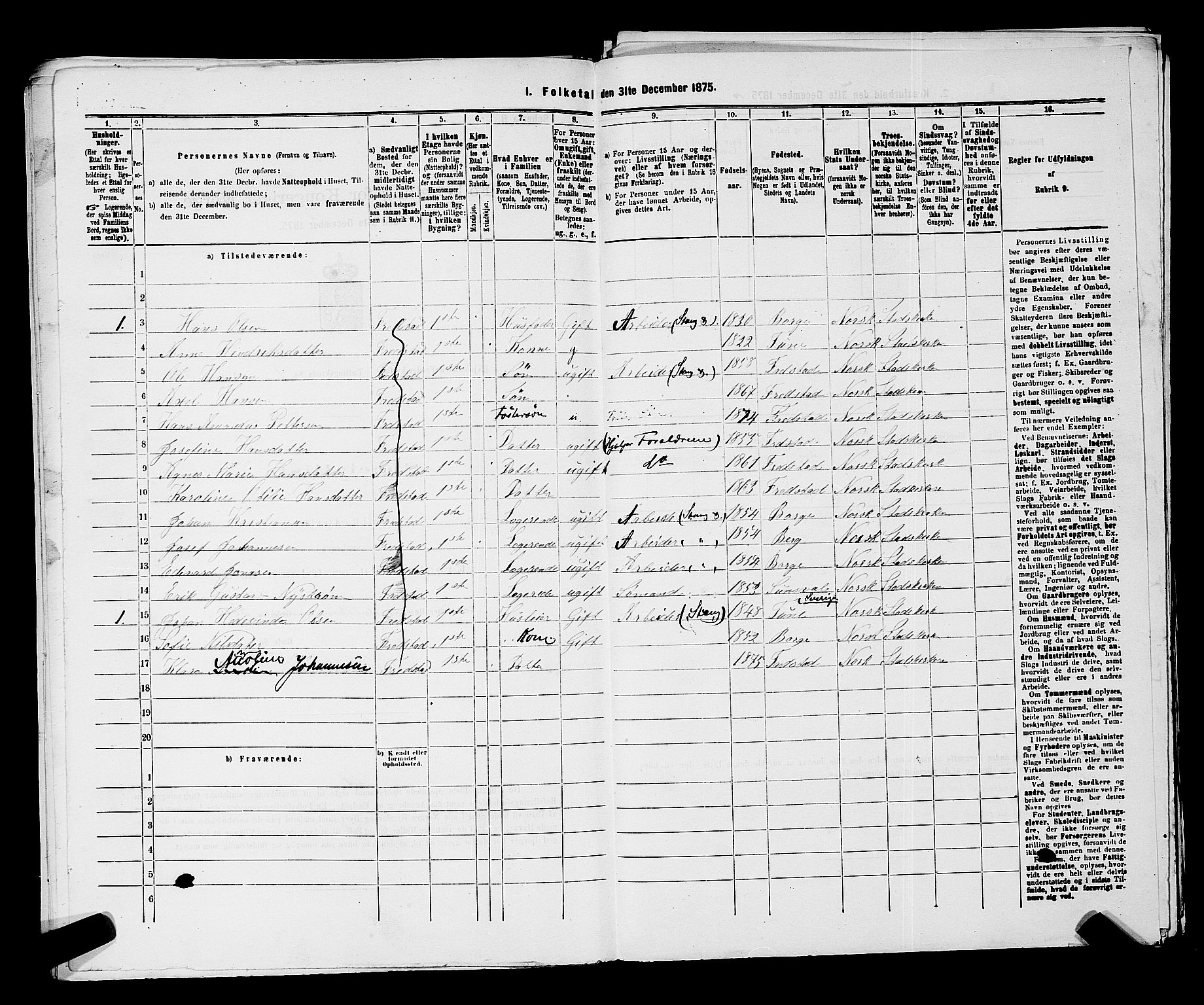 RA, 1875 census for 0103B Fredrikstad/Fredrikstad, 1875, p. 1674
