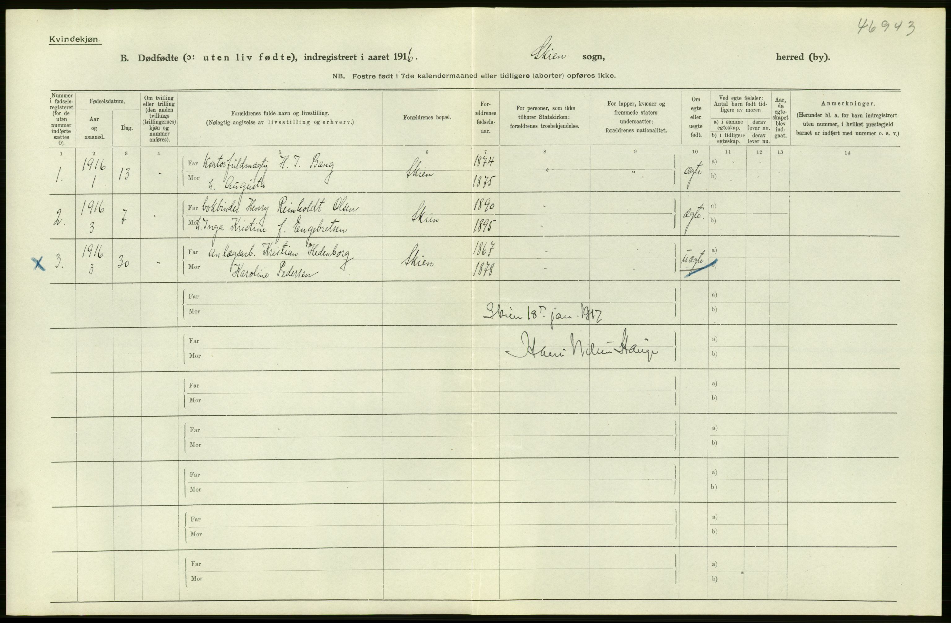 Statistisk sentralbyrå, Sosiodemografiske emner, Befolkning, RA/S-2228/D/Df/Dfb/Dfbf/L0024: Bratsberg amt: Døde, dødfødte. Bygder og byer., 1916, p. 16