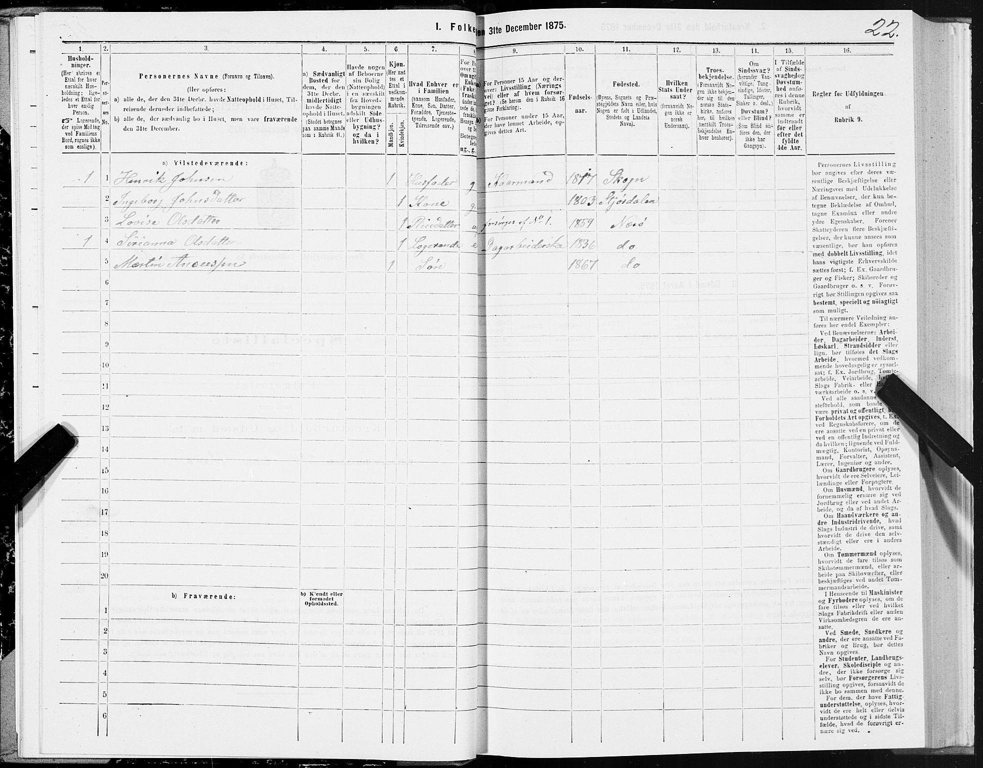 SAT, 1875 census for 1751P Nærøy, 1875, p. 2022