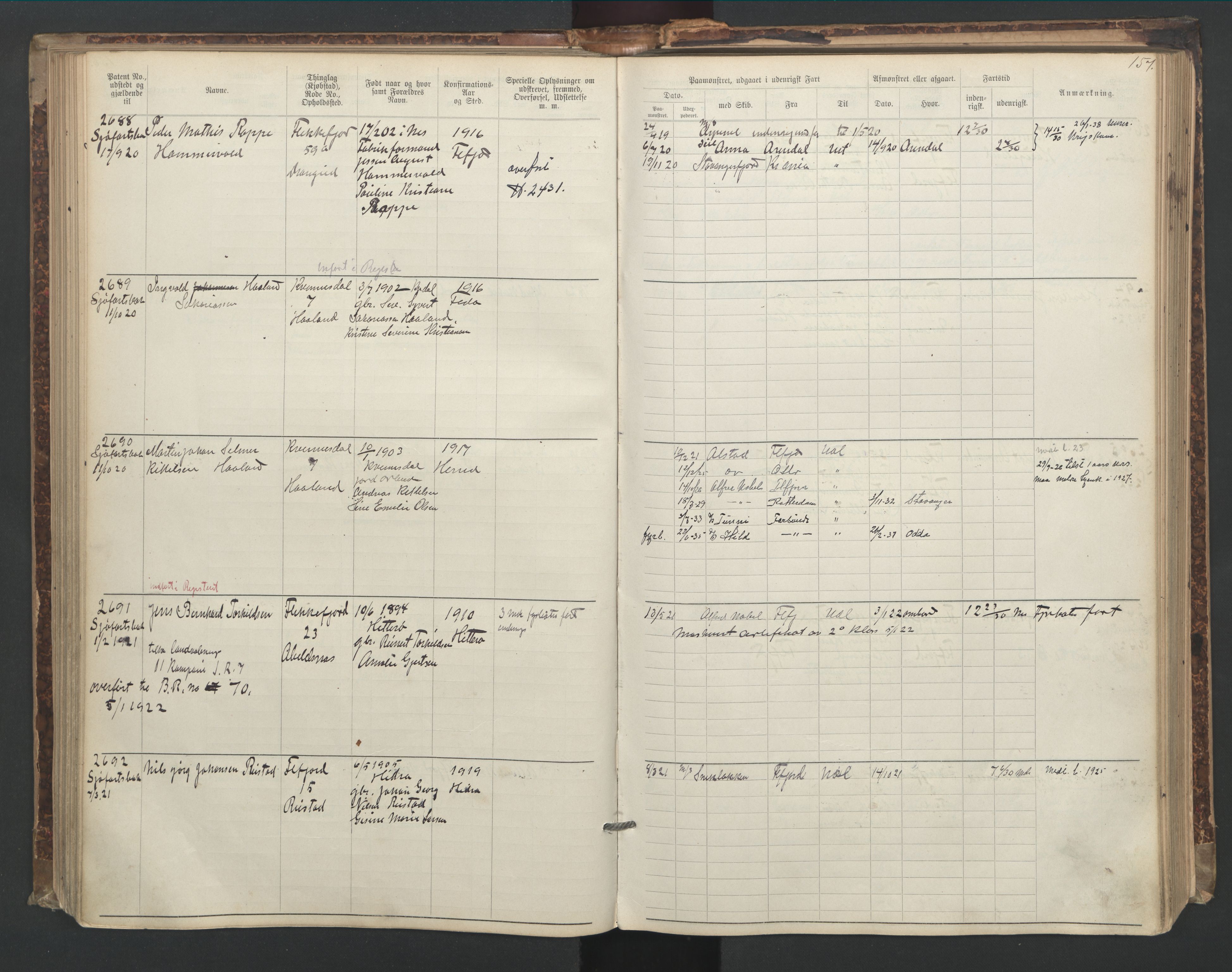 Flekkefjord mønstringskrets, AV/SAK-2031-0018/F/Fa/L0006: Annotasjonsrulle nr 1916-2964 med register, Æ-3, 1891-1948, p. 188