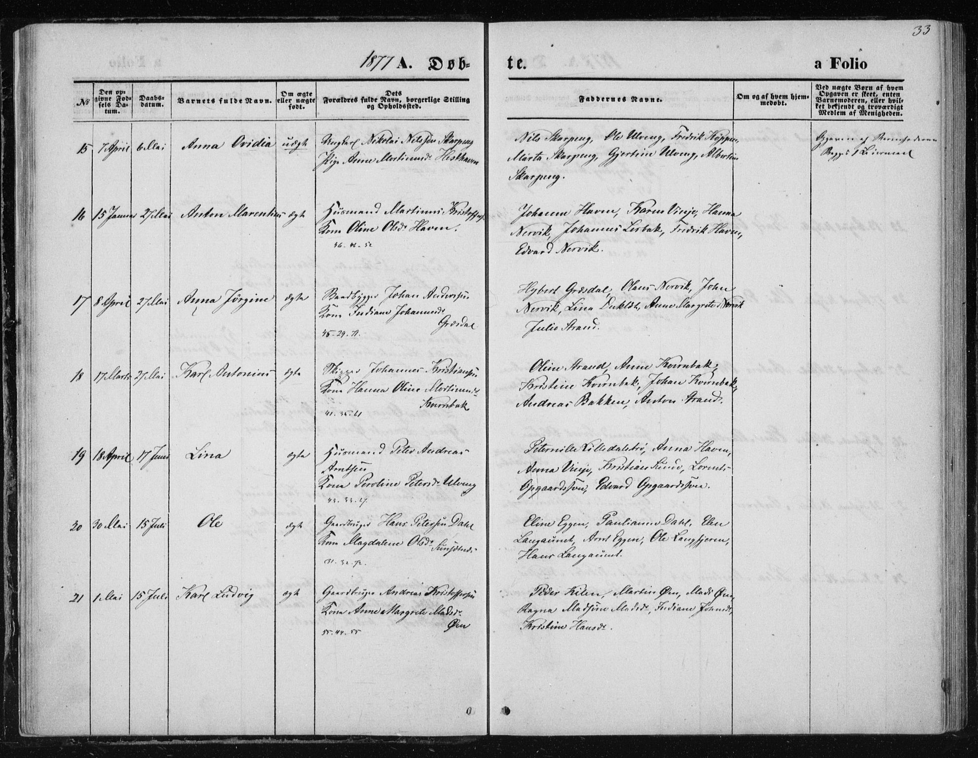 Ministerialprotokoller, klokkerbøker og fødselsregistre - Nord-Trøndelag, SAT/A-1458/733/L0324: Parish register (official) no. 733A03, 1870-1883, p. 33