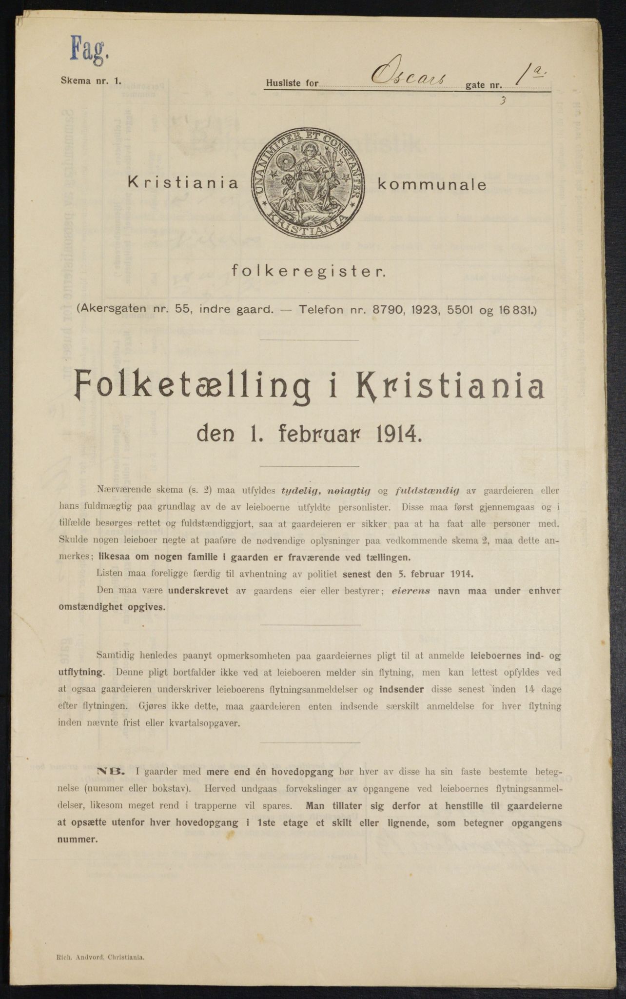 OBA, Municipal Census 1914 for Kristiania, 1914, p. 76116