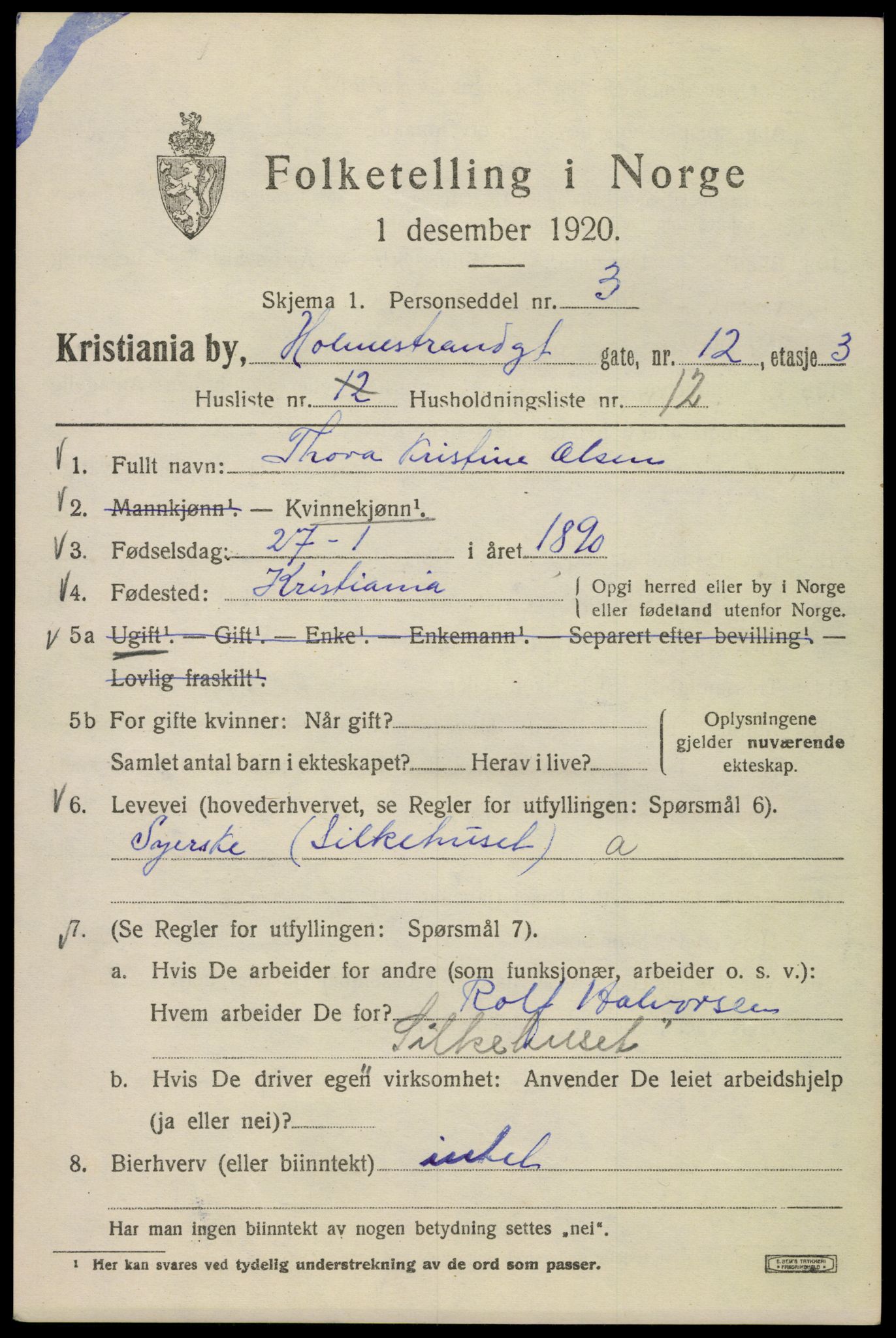 SAO, 1920 census for Kristiania, 1920, p. 296969