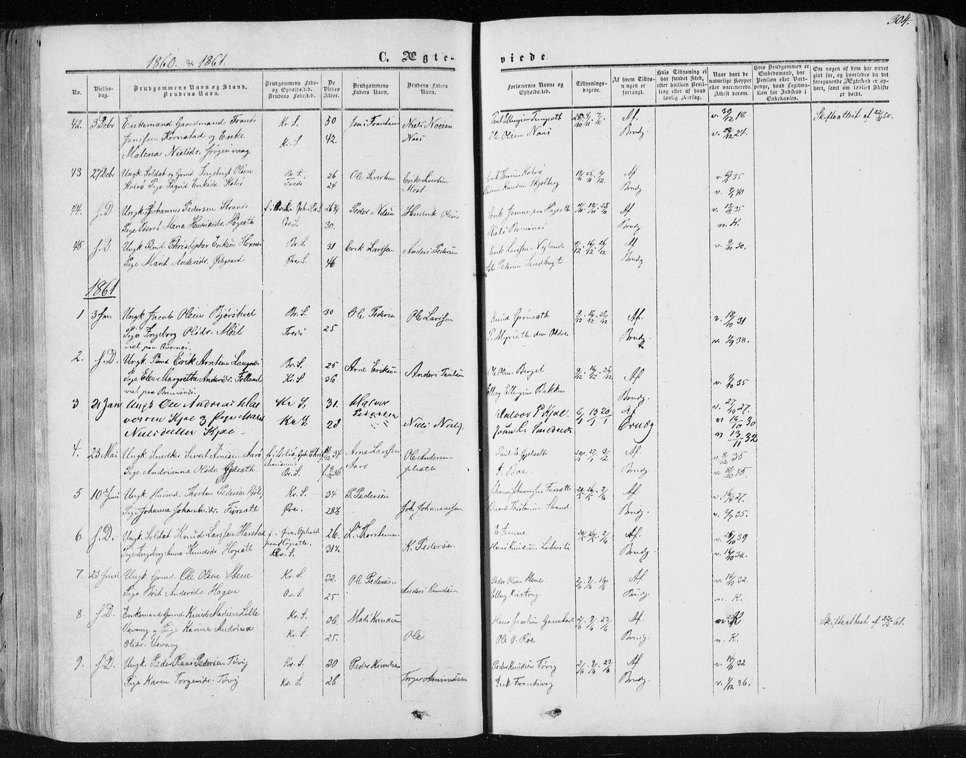 Ministerialprotokoller, klokkerbøker og fødselsregistre - Møre og Romsdal, AV/SAT-A-1454/568/L0804: Parish register (official) no. 568A11, 1854-1868, p. 304