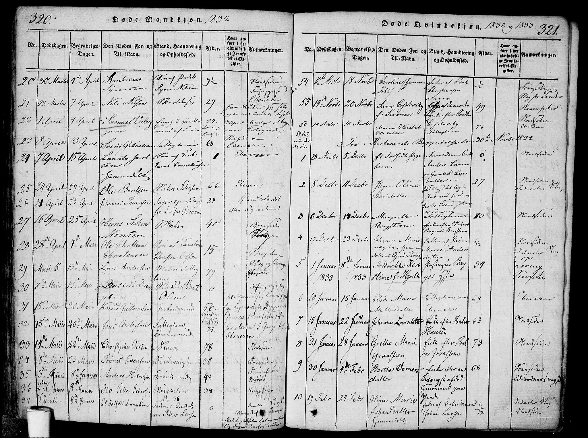 Halden prestekontor Kirkebøker, SAO/A-10909/F/Fa/L0003: Parish register (official) no. I 3, 1815-1834, p. 320-321