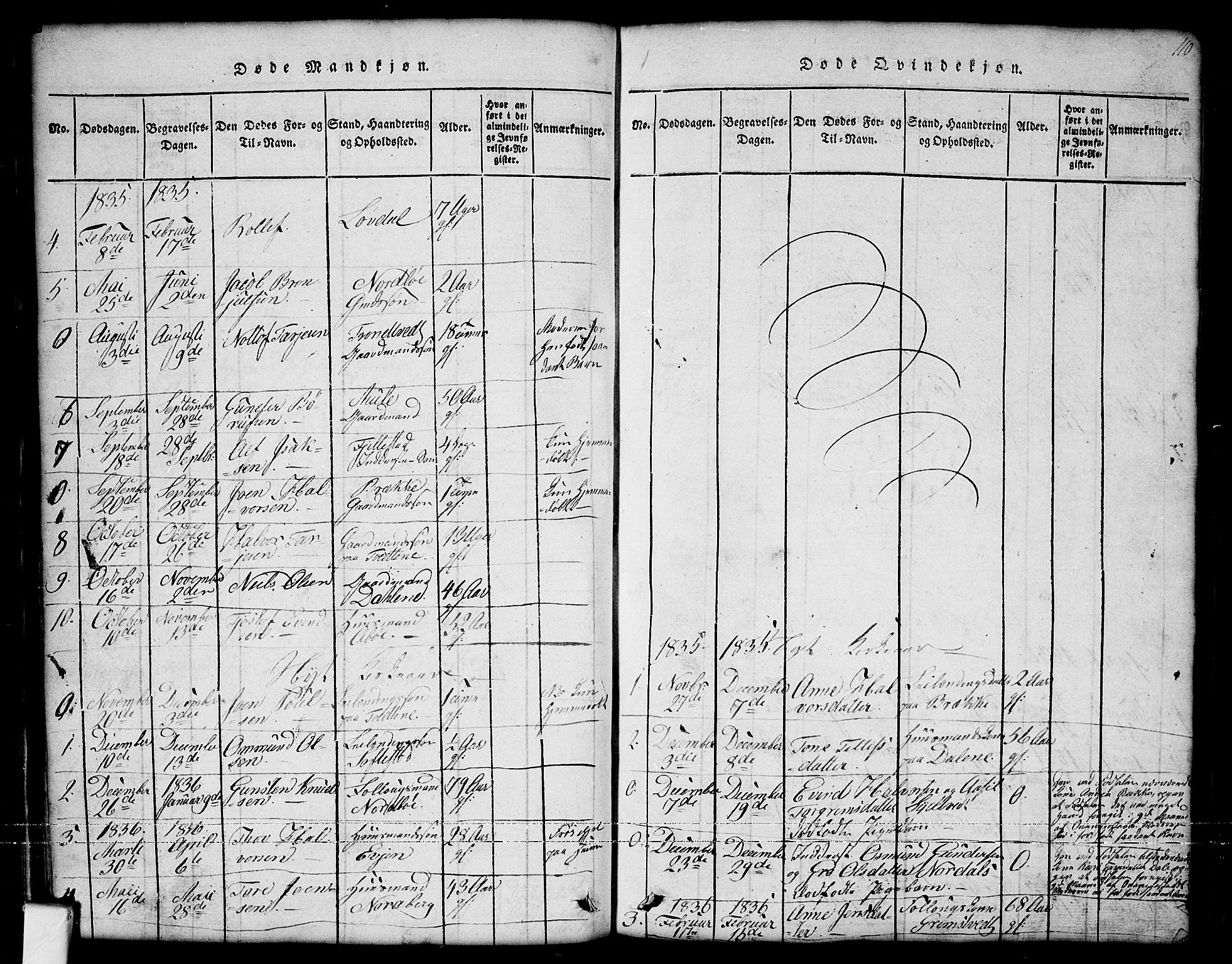 Nissedal kirkebøker, SAKO/A-288/G/Ga/L0001: Parish register (copy) no. I 1, 1814-1860, p. 110
