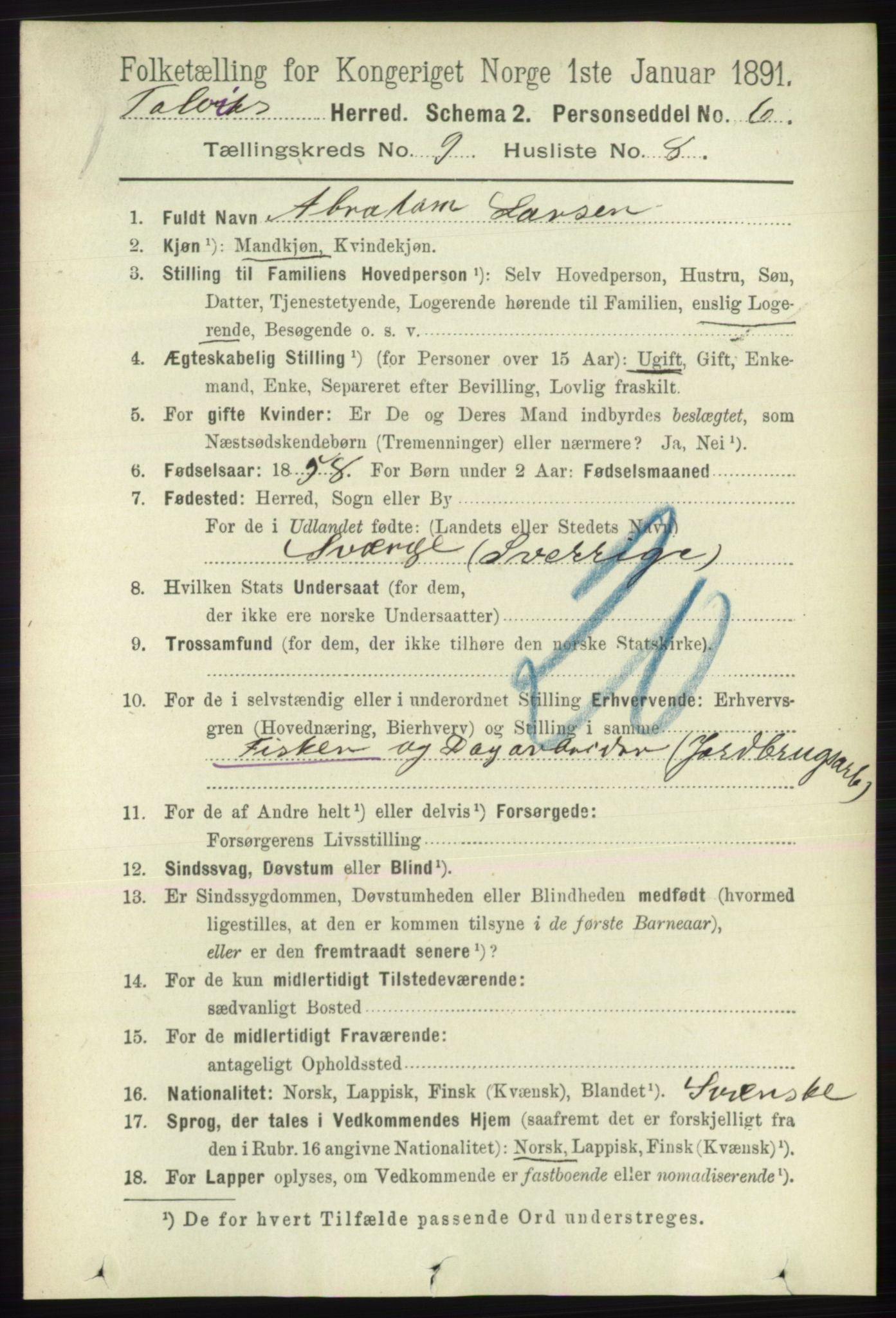RA, 1891 census for 2013 Talvik, 1891, p. 2216