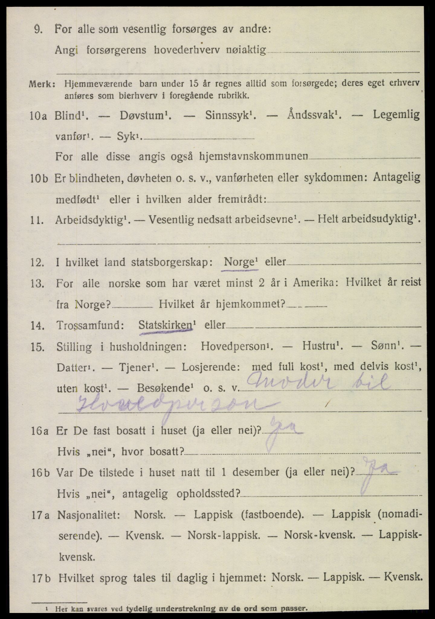 SAT, 1920 census for Verdal, 1920, p. 3724