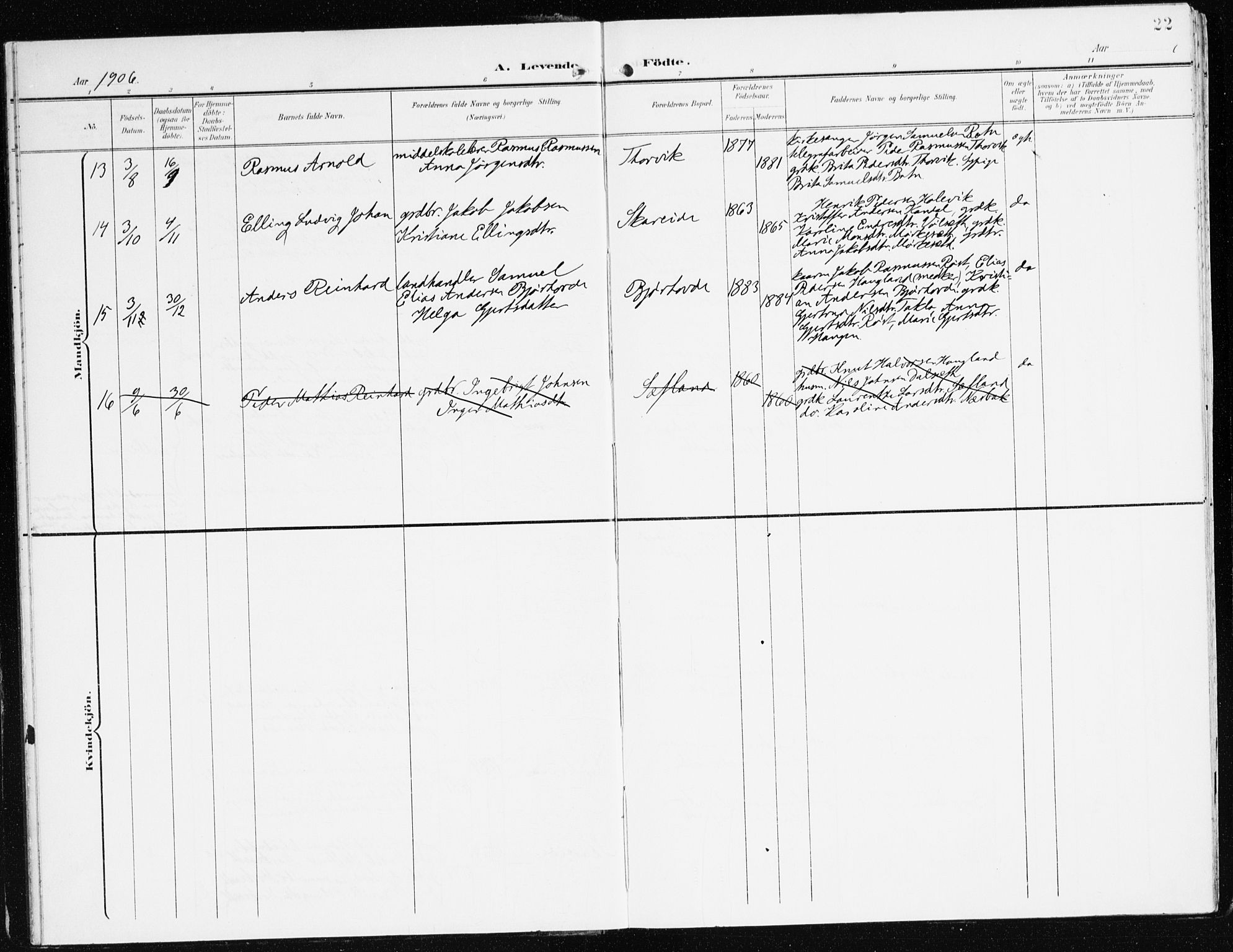 Eid sokneprestembete, AV/SAB-A-82301/H/Haa/Haac/L0002: Parish register (official) no. C 2, 1899-1927, p. 22