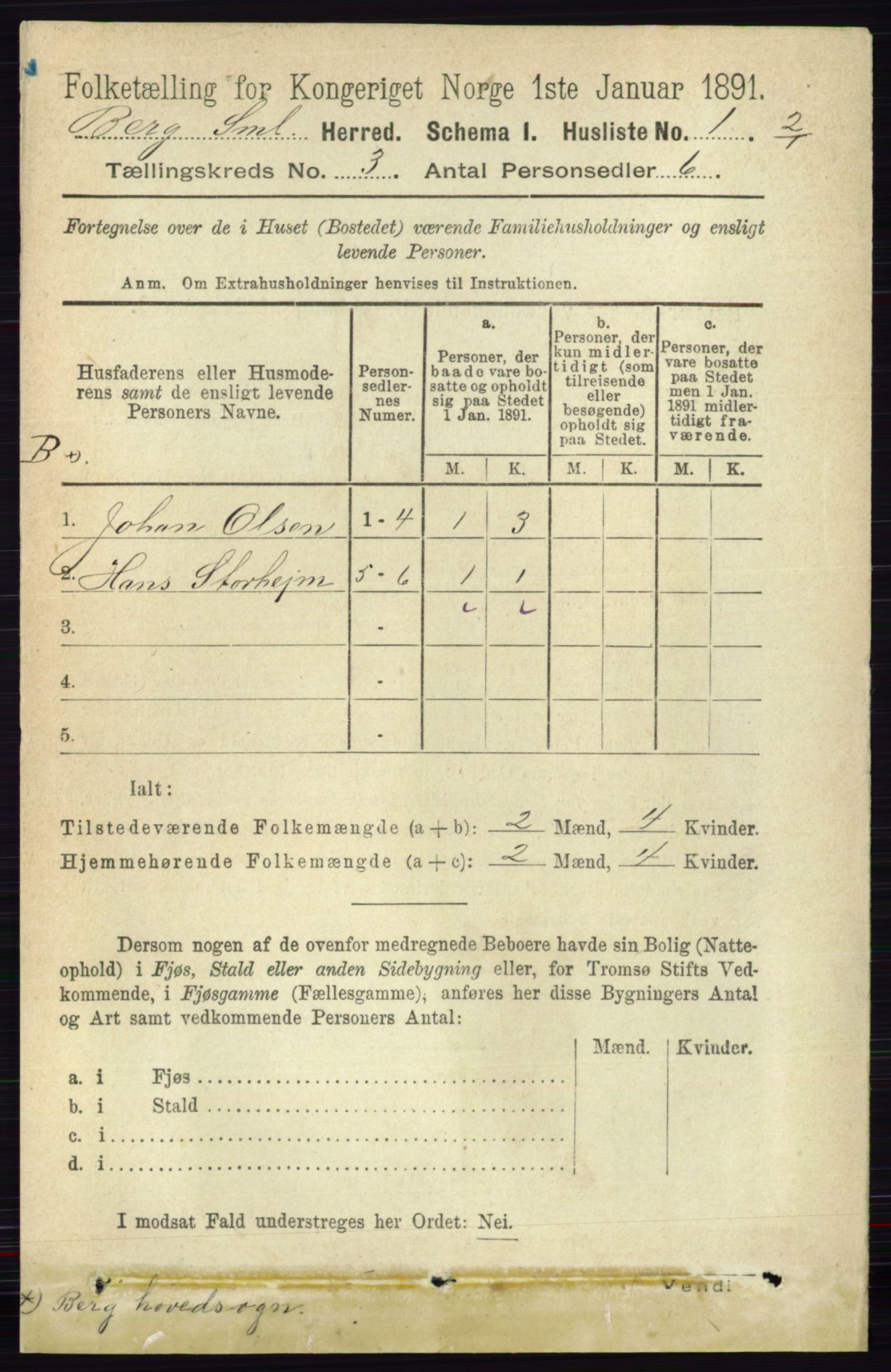 RA, 1891 census for 0116 Berg, 1891, p. 1751