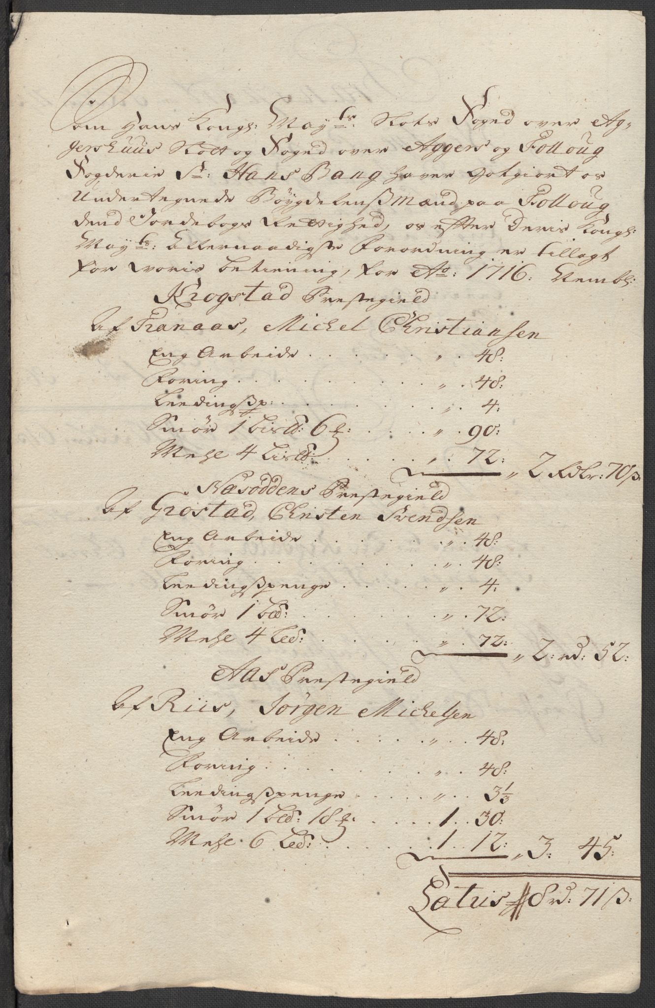 Rentekammeret inntil 1814, Reviderte regnskaper, Fogderegnskap, AV/RA-EA-4092/R10/L0454: Fogderegnskap Aker og Follo, 1716, p. 298