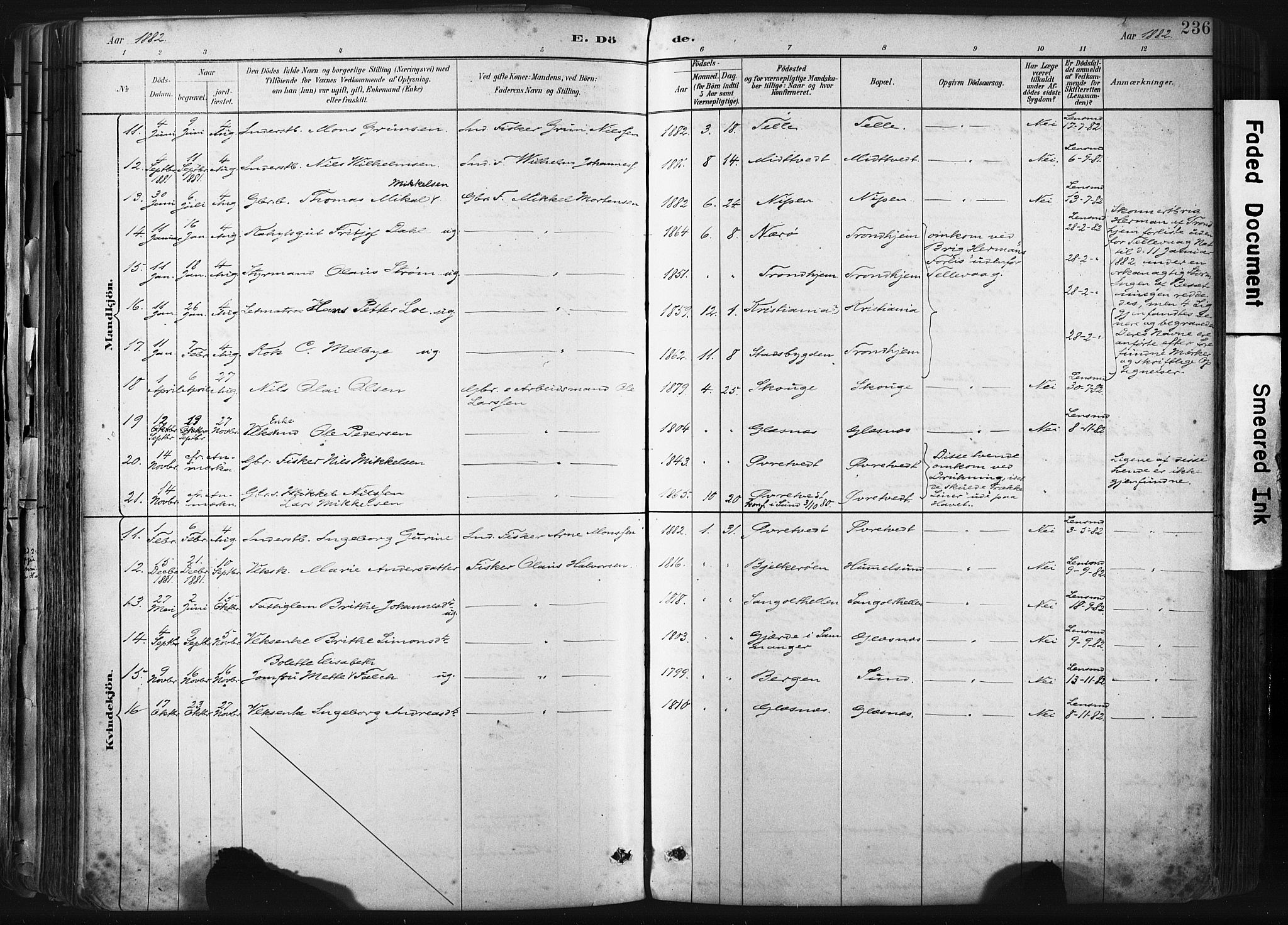 Sund sokneprestembete, AV/SAB-A-99930: Parish register (official) no. B 1, 1882-1907, p. 236