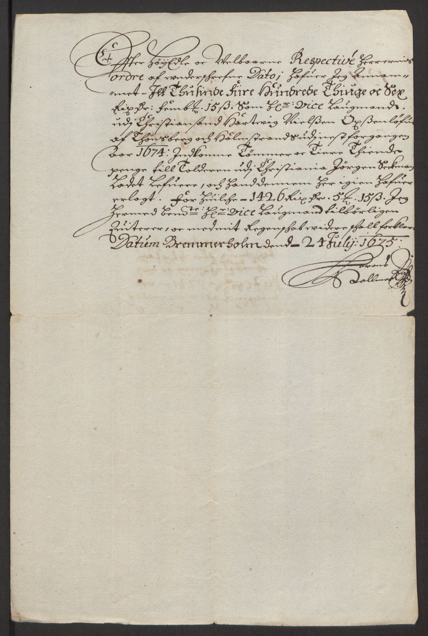 Rentekammeret inntil 1814, Reviderte regnskaper, Fogderegnskap, AV/RA-EA-4092/R32/L1844: Fogderegnskap Jarlsberg grevskap, 1674-1675, p. 47