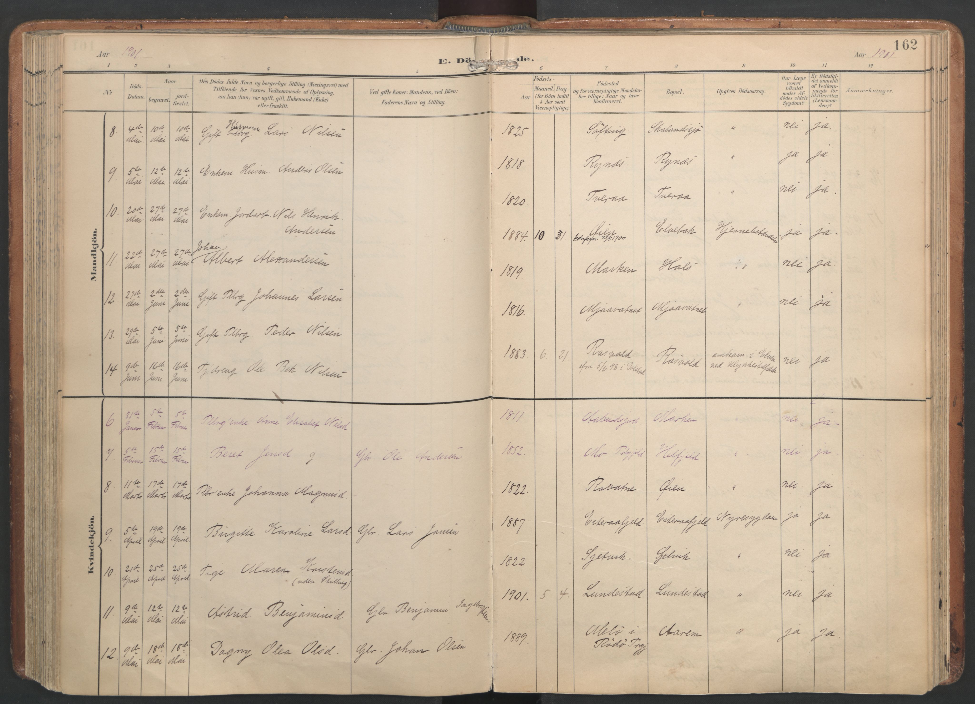 Ministerialprotokoller, klokkerbøker og fødselsregistre - Nordland, AV/SAT-A-1459/820/L0298: Parish register (official) no. 820A19, 1897-1915, p. 162