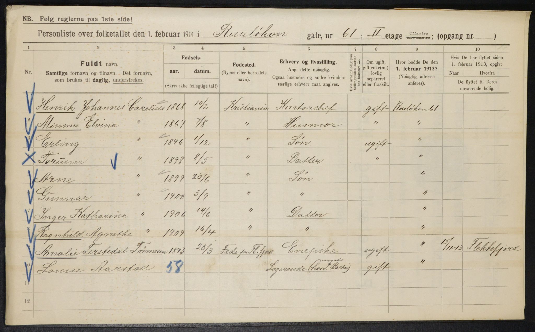 OBA, Municipal Census 1914 for Kristiania, 1914, p. 85477