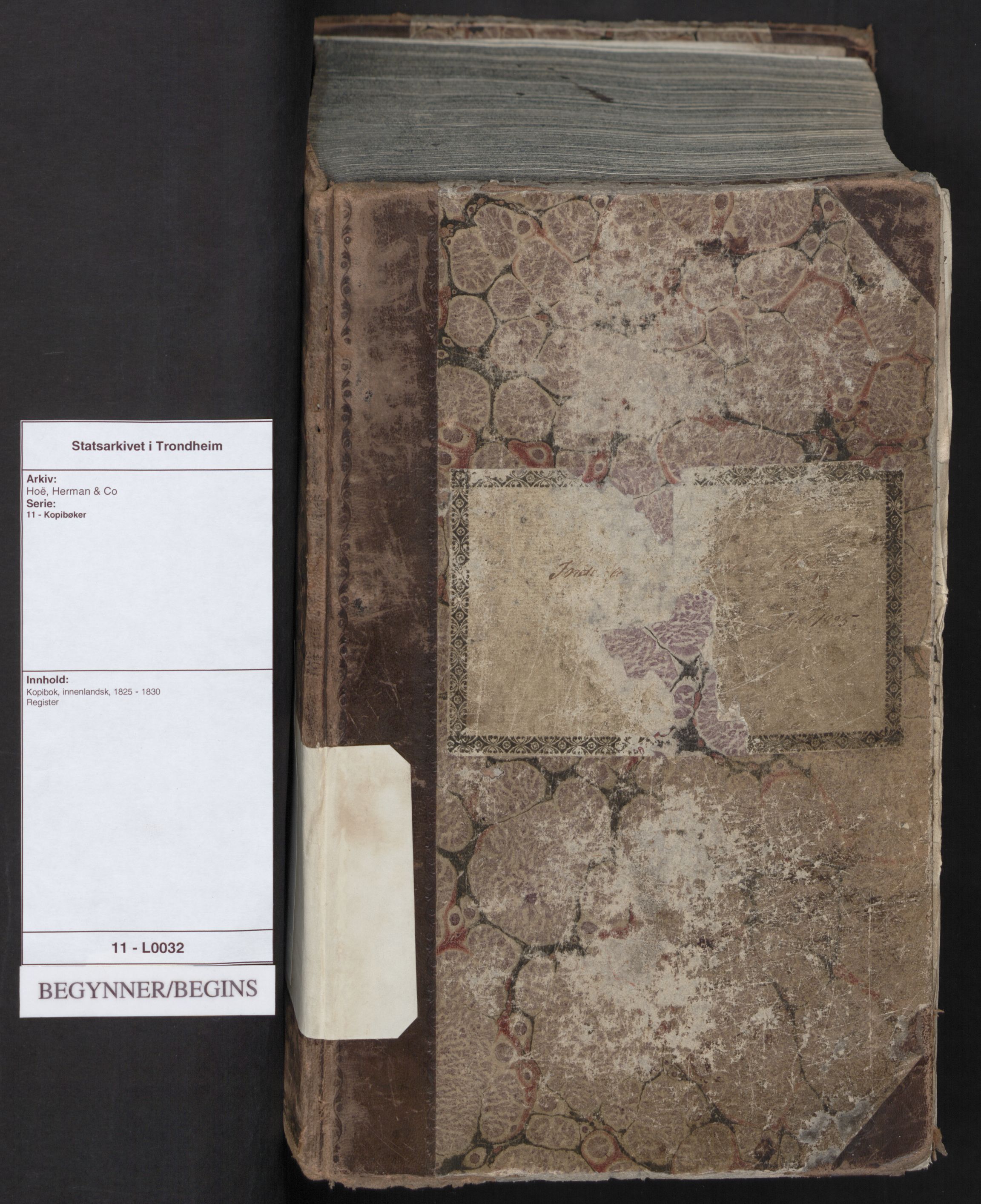 Hoë, Herman & Co, AV/SAT-PA-0280/11/L0032: Kopibok, innenlandsk, 1825-1830