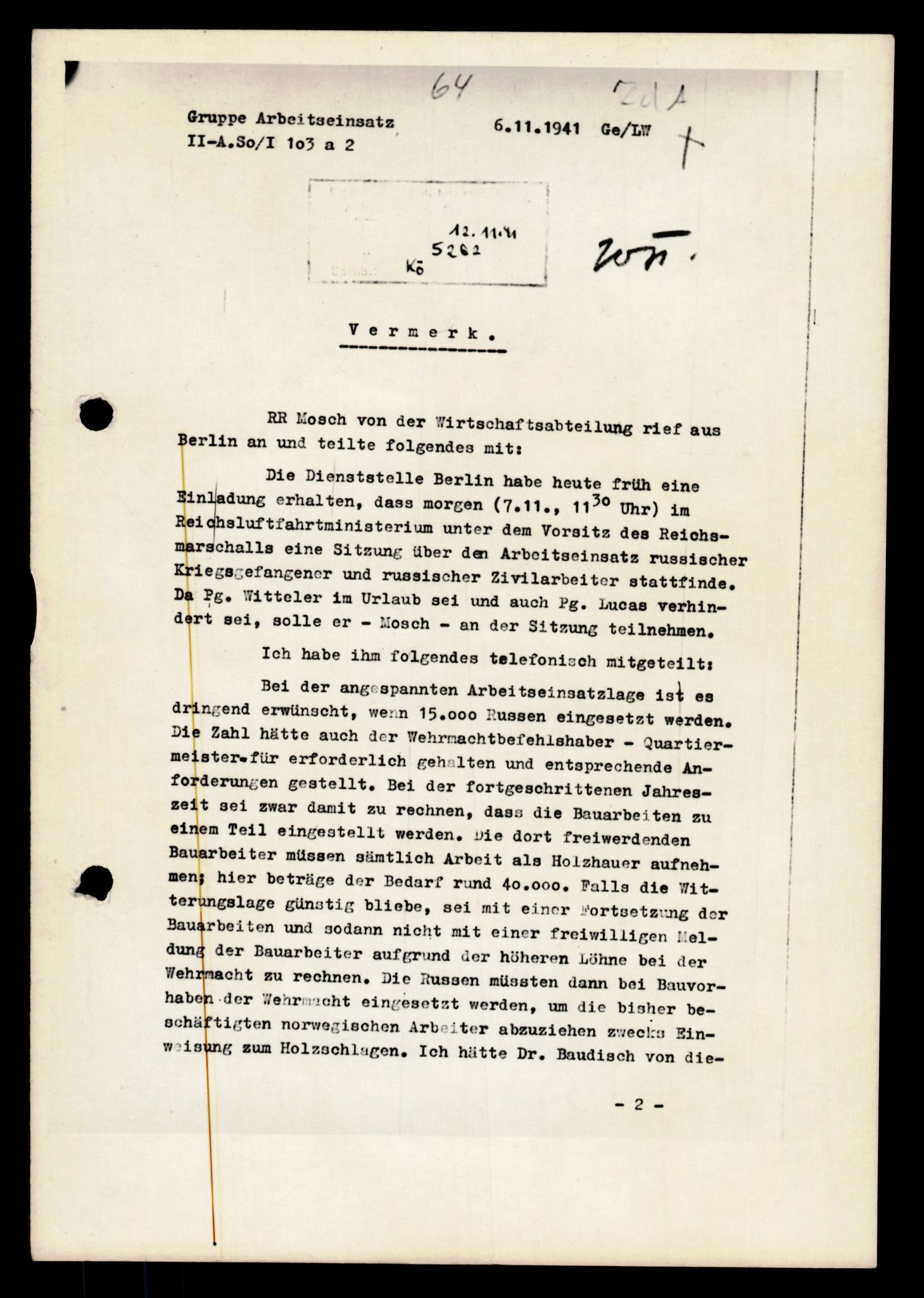 Forsvarets Overkommando. 2 kontor. Arkiv 11.4. Spredte tyske arkivsaker, AV/RA-RAFA-7031/D/Dar/Darb/L0011: Reichskommissariat - Hauptabteilung Volkswirtschaft, 1941-1944, p. 2